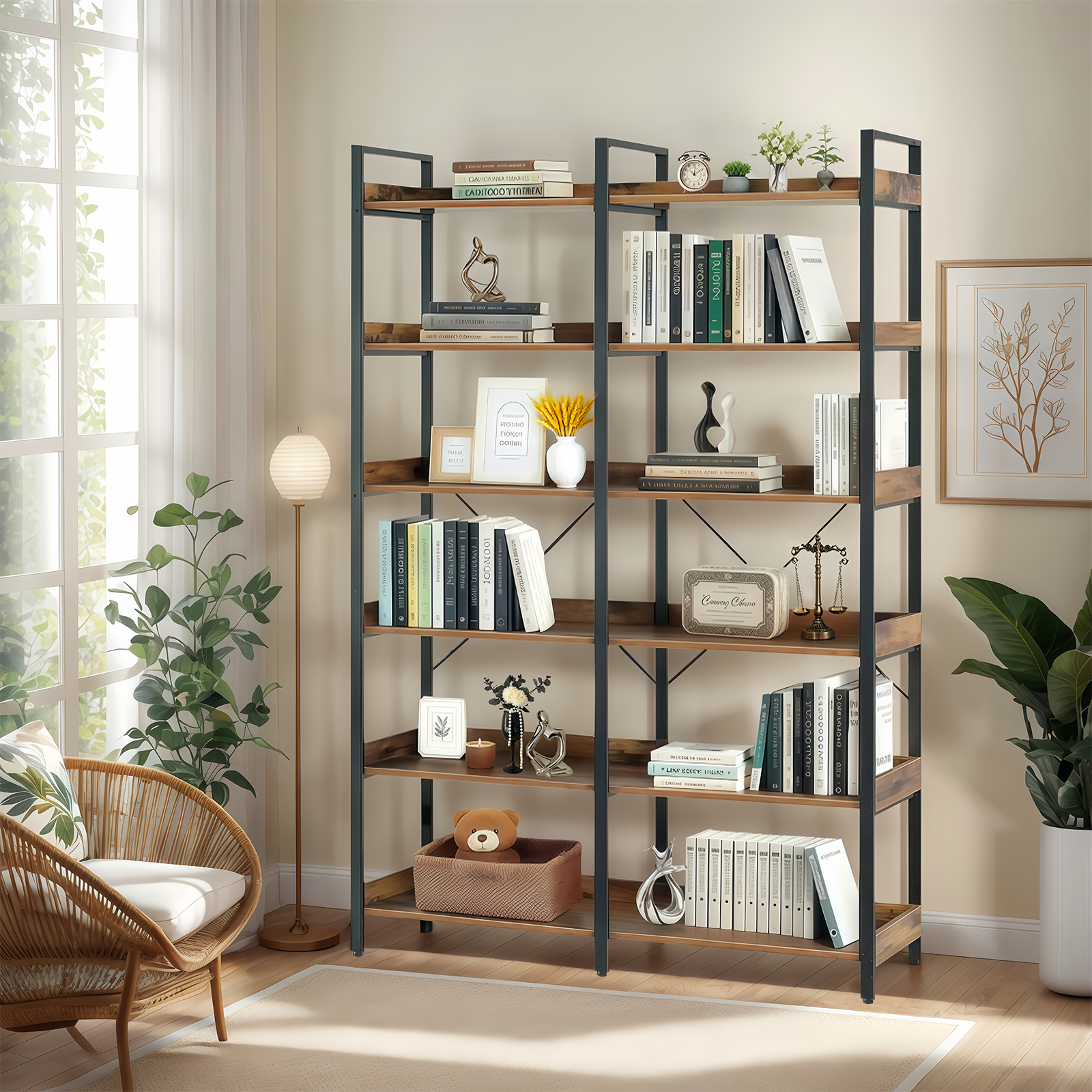 6-Tier Industrial Bookshelf, picture 2 of 4
