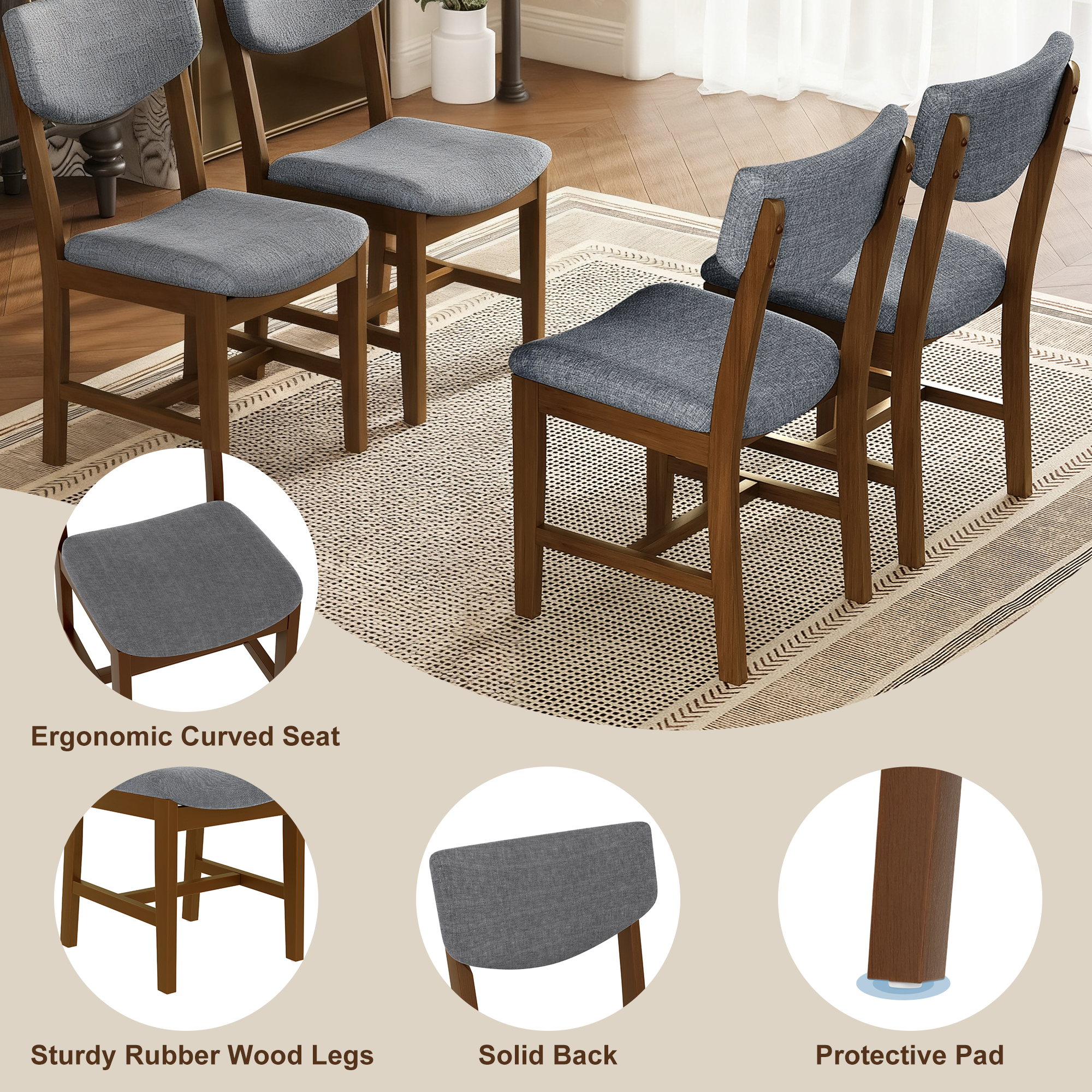 Upholstered Wood Dining Chair, picture 2 of 5