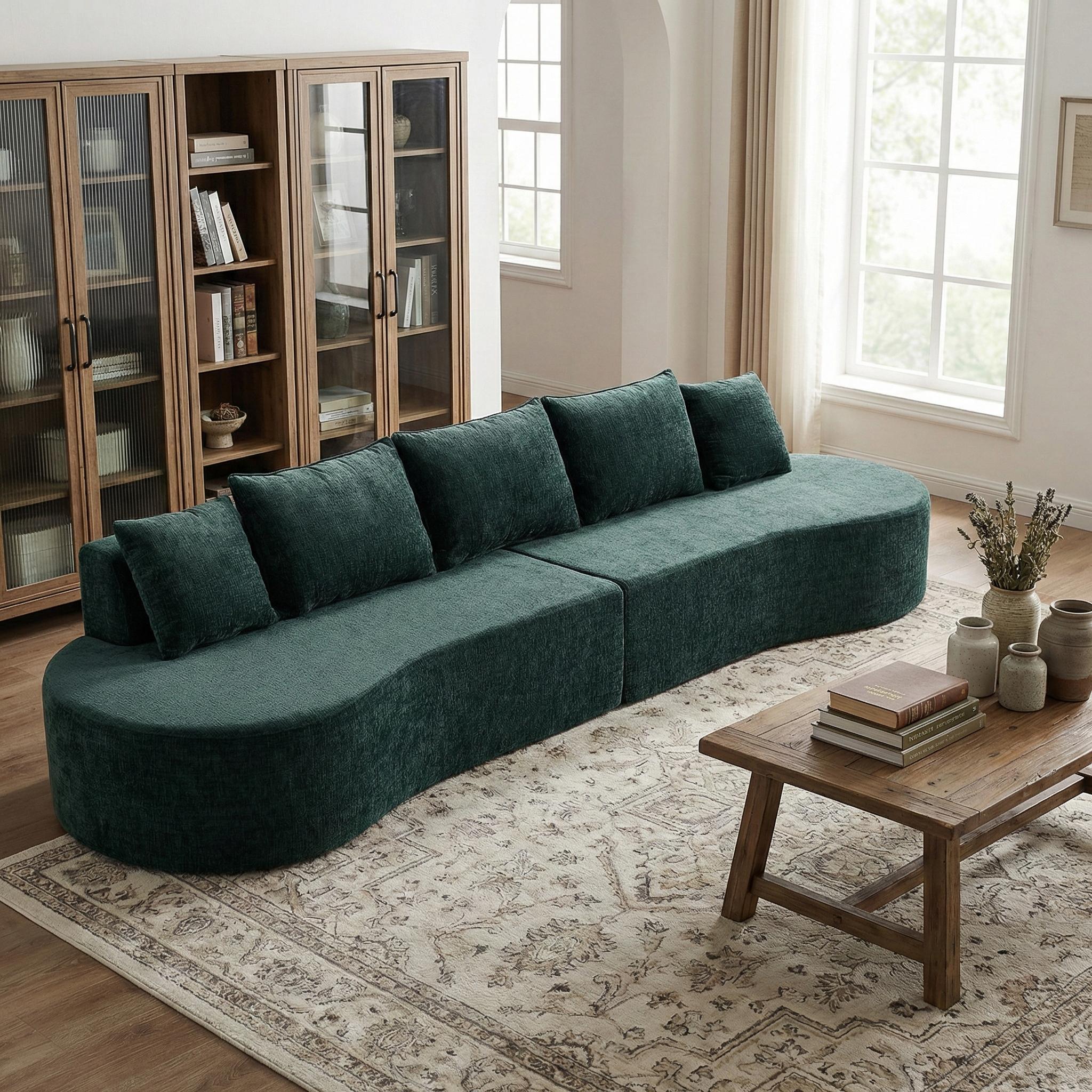 138.6  Modern Curved Modular Sectional Sofa With High-Density Fully Compressed Sponge, 2-Piece Set, Fully Assembled Left Right Hand Facing, Perfect For Living Room, Lounge