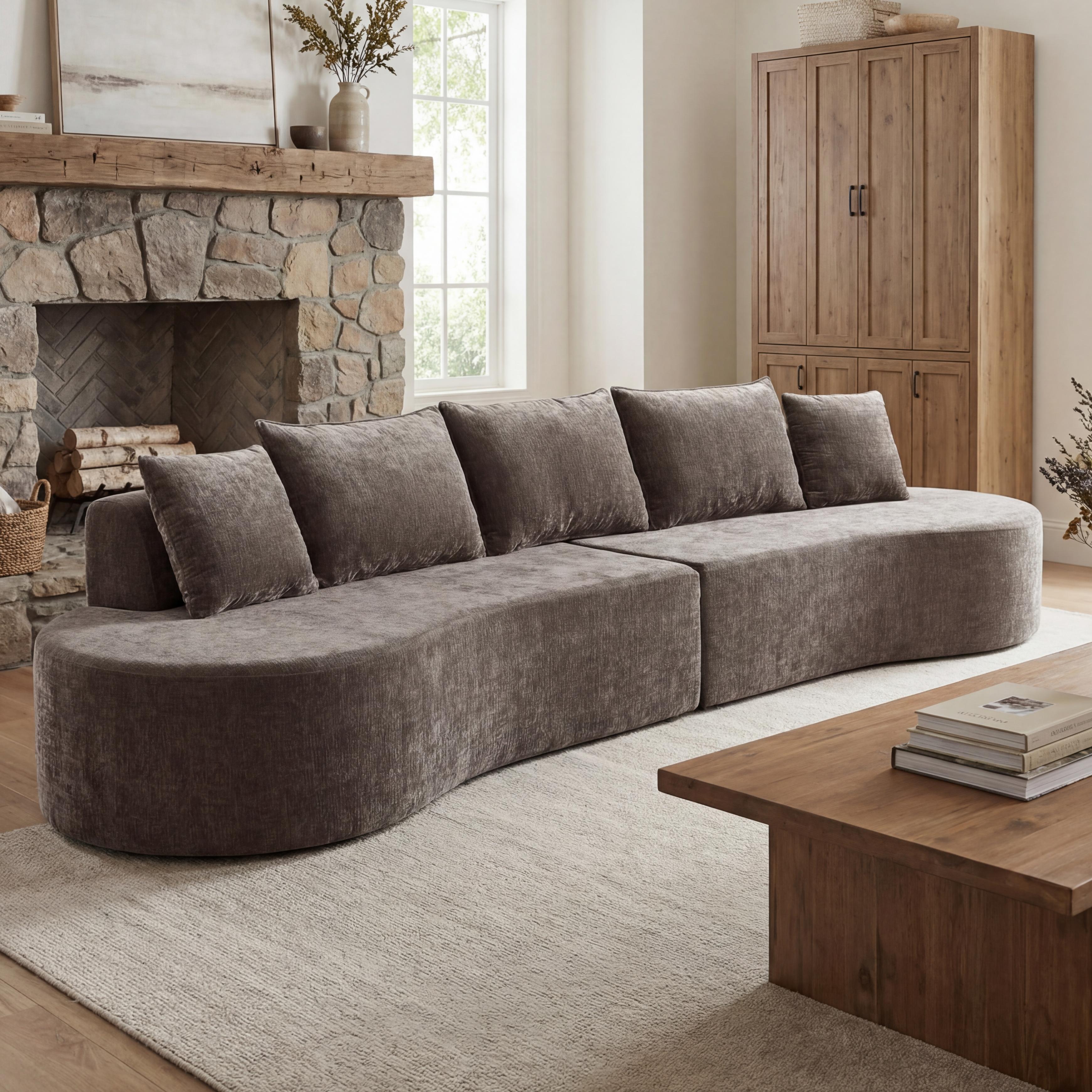 138.6  Modern Curved Modular Sectional Sofa With High-Density Fully Compressed Sponge, 2-Piece Set, Fully Assembled Left Right Hand Facing, Perfect For Living Room, Lounge