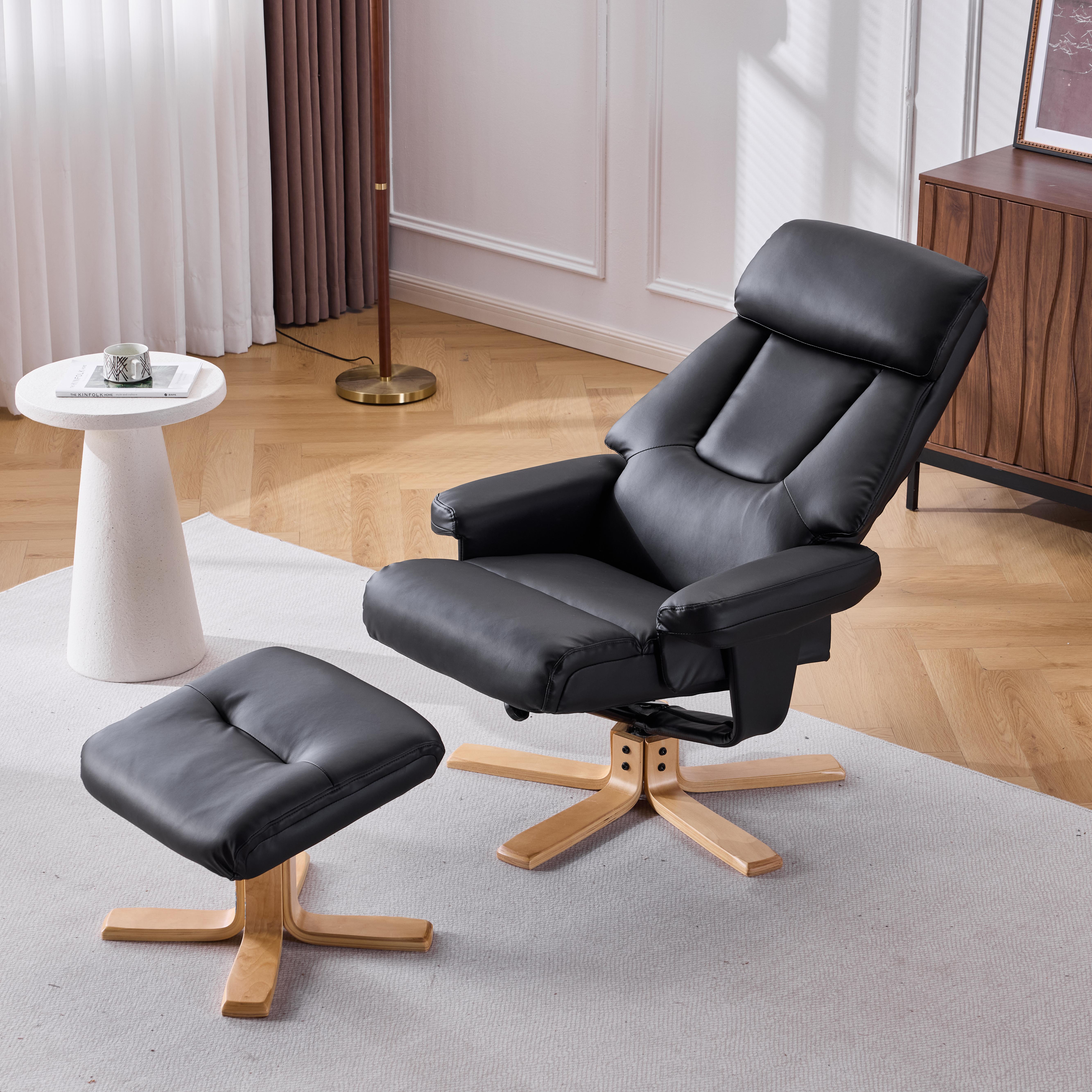 Black PU Leather Heated Massage 360 Swivel Accent Chair β photo 2