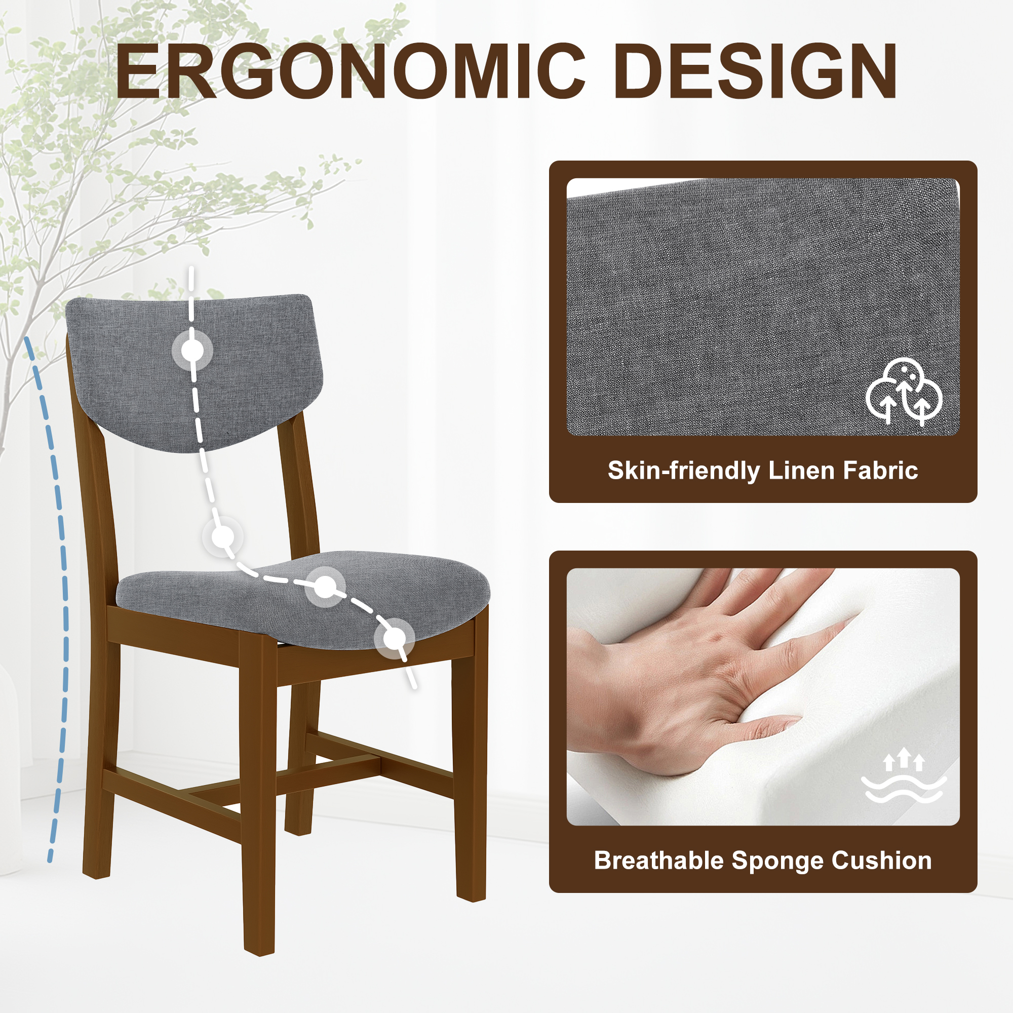 Upholstered Wood Dining Chair, picture 4 of 5