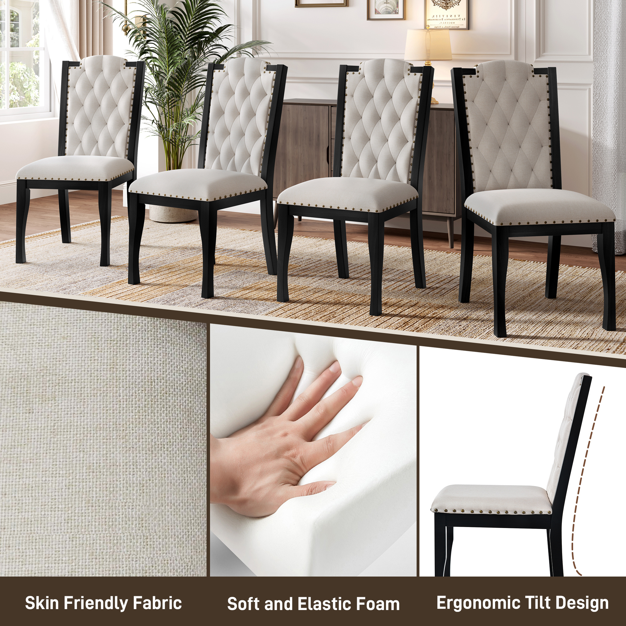 Upholstered Dining Chairs Set of 4, picture 4 of 4