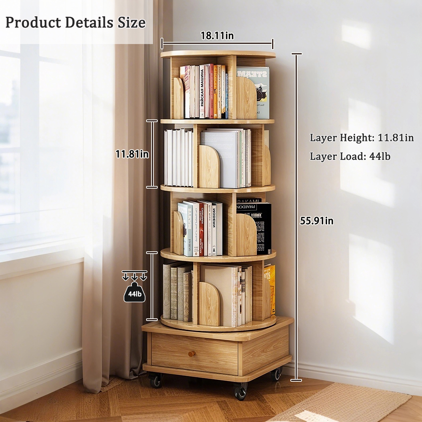 Rotating Bookshelf Tower, picture 3 of 4