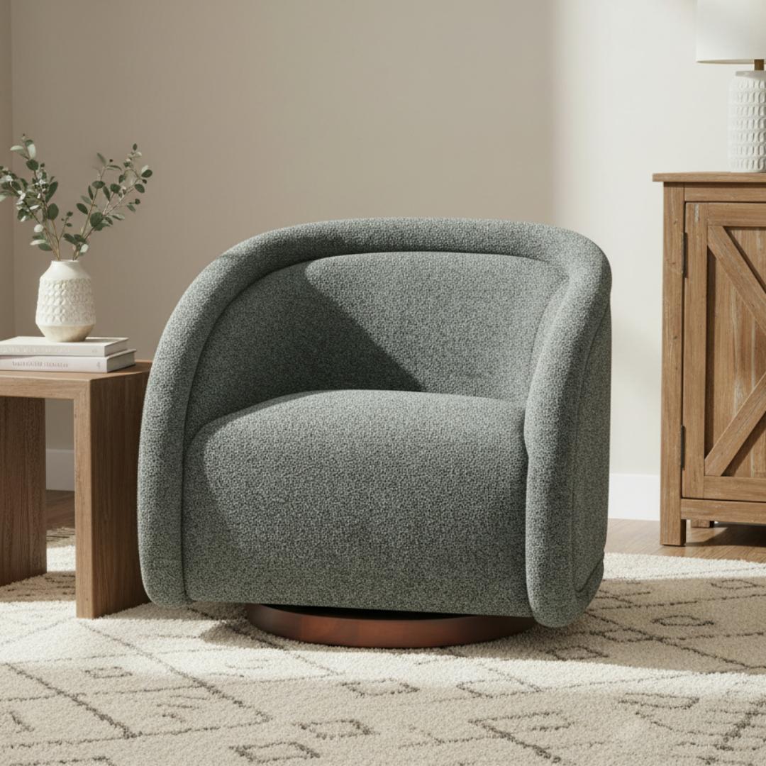 Boucle Swivel Accent Chair, picture 3 of 4