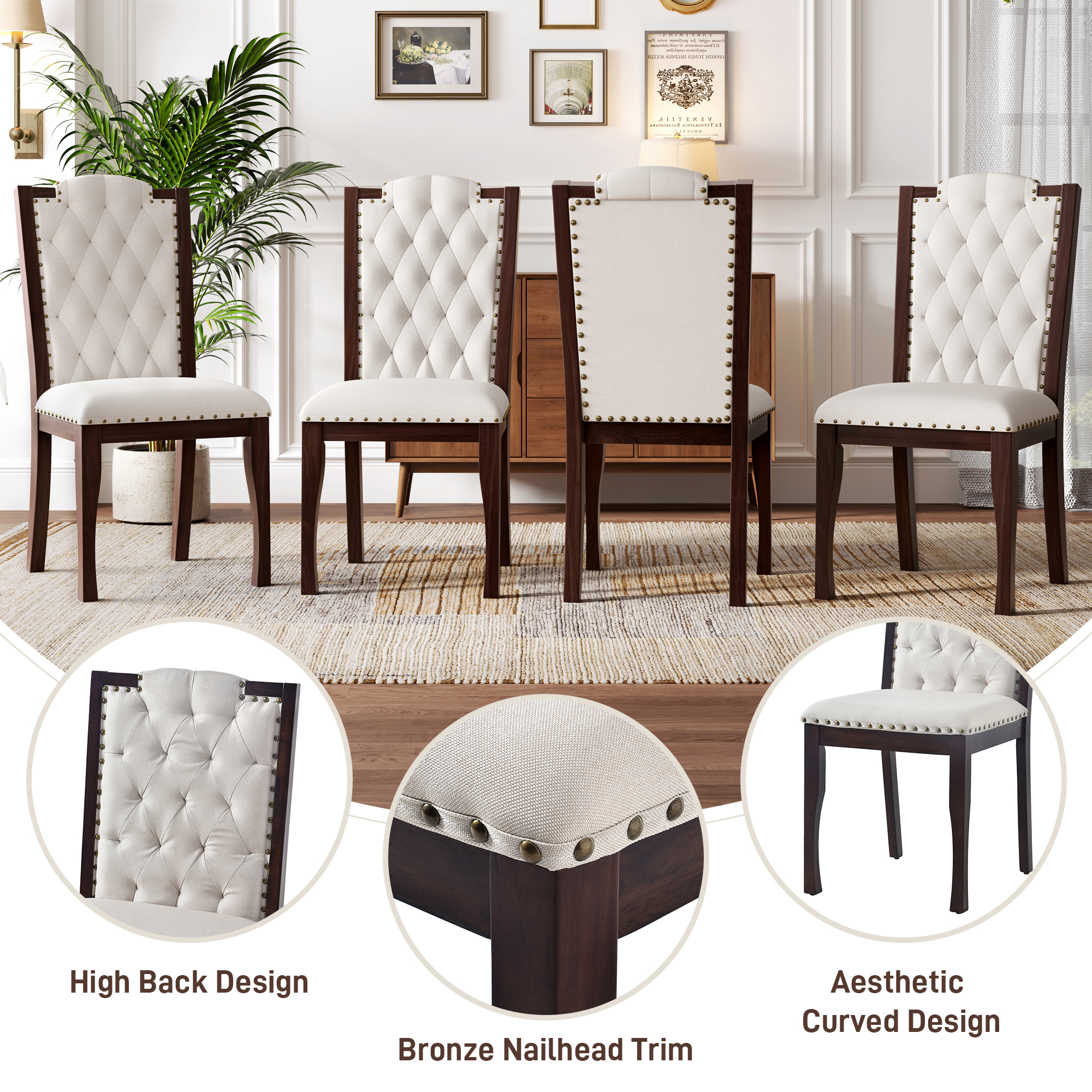 Upholstered Dining Chairs Set of 4, picture 4 of 4
