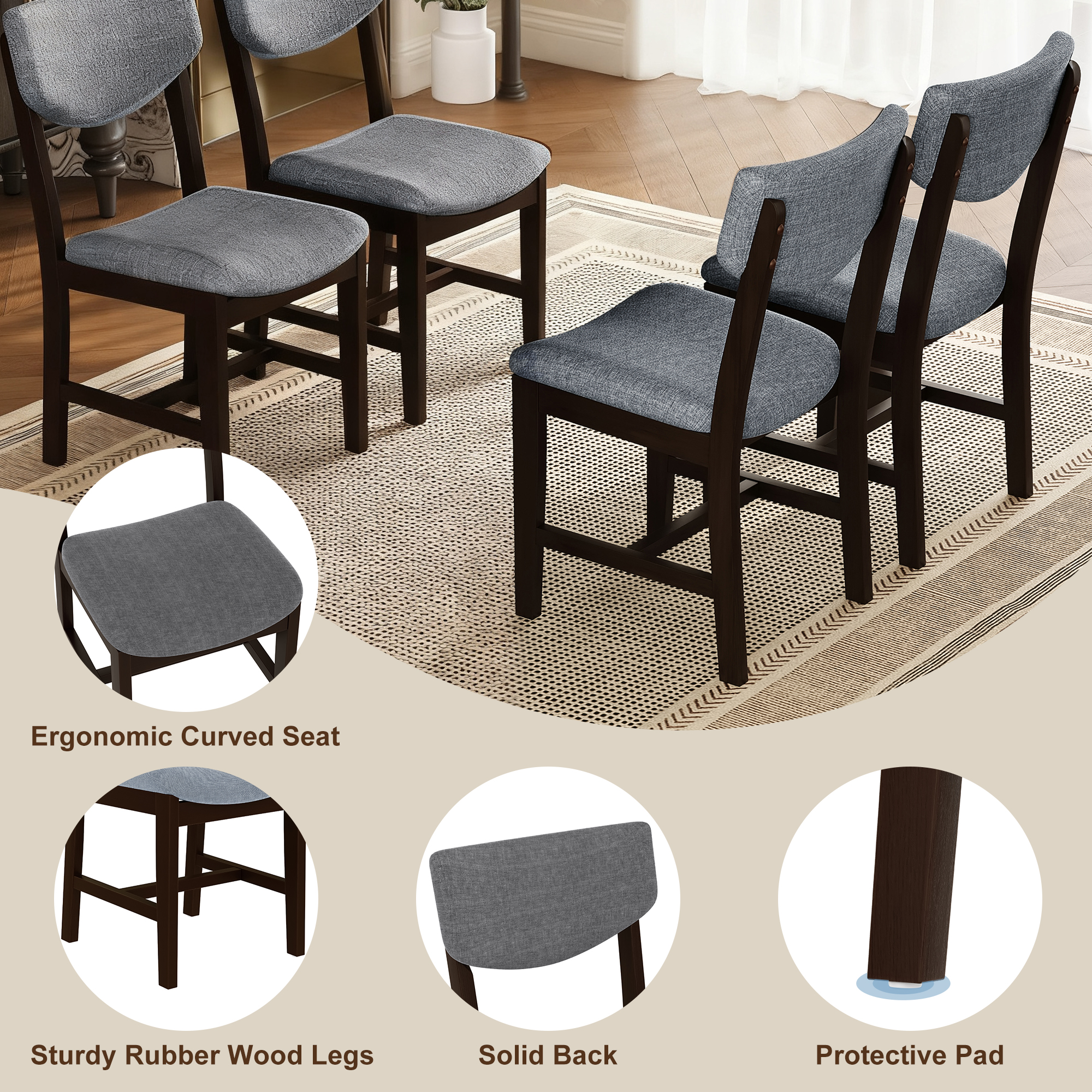 Upholstered Dining Chair Set, picture 3 of 4