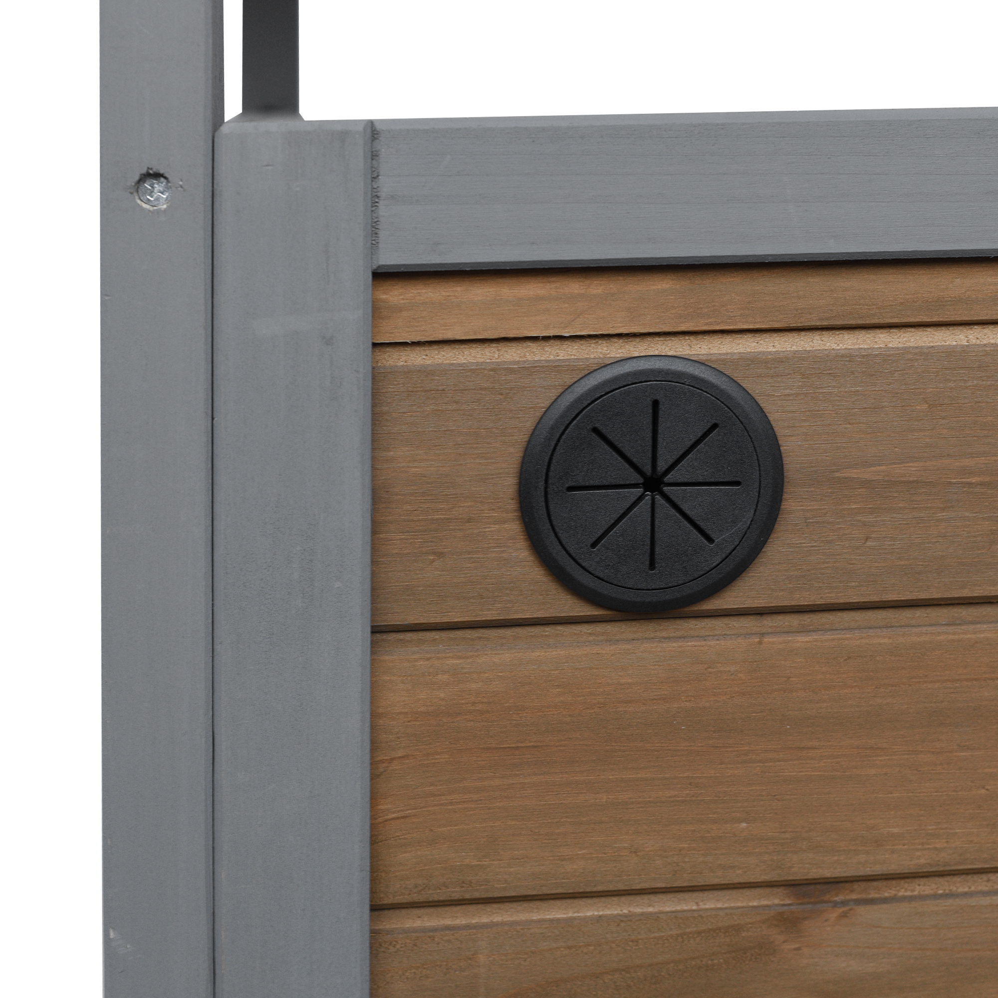 Foldable Outdoor Kitchen Island Patio Mobile Kitchen Cart Portable Outdoor Cooking Island With Lockable Wheels, Storage Cabinet And Towel Rack For Patio And Outdoor, Espresso Grey detail