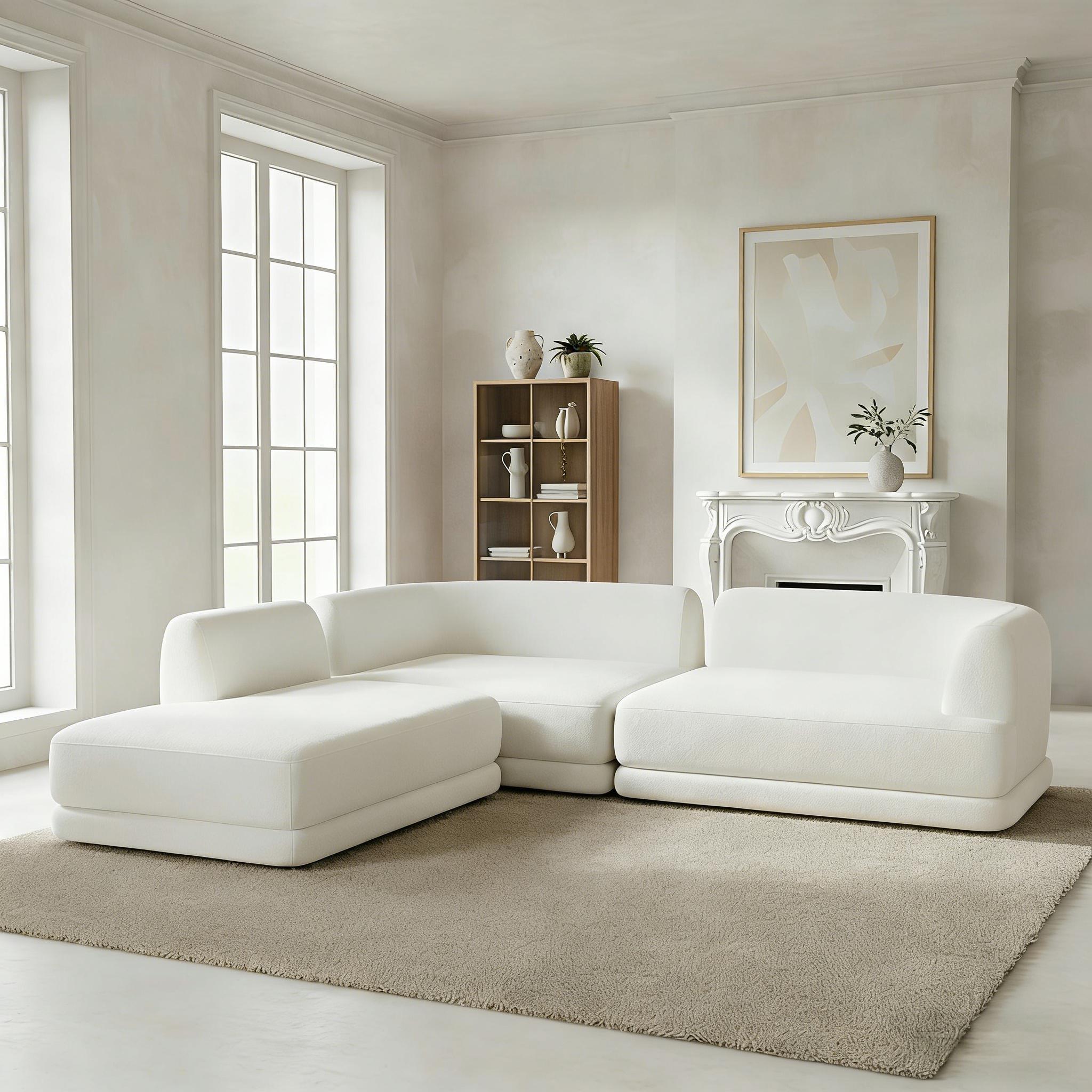 115  Modern L-Shaped Sectional Sofa With High-Density Fully Compressed Sponge And Chaise Lounge, Deep Seating 3-Piece Set, Fully Assembled Right Hand Facing, Perfect For Living Room, Lounge