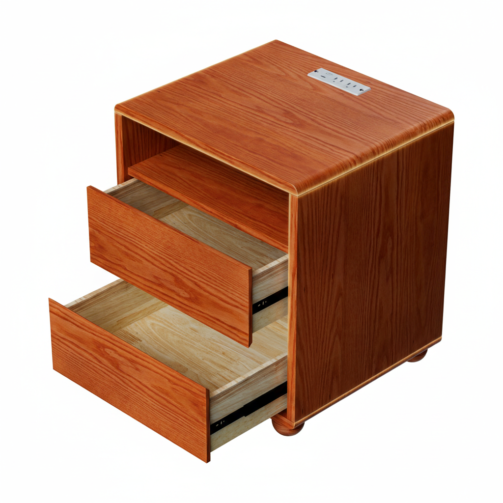Solid Wood Nightstand with Charger, picture 3 of 5