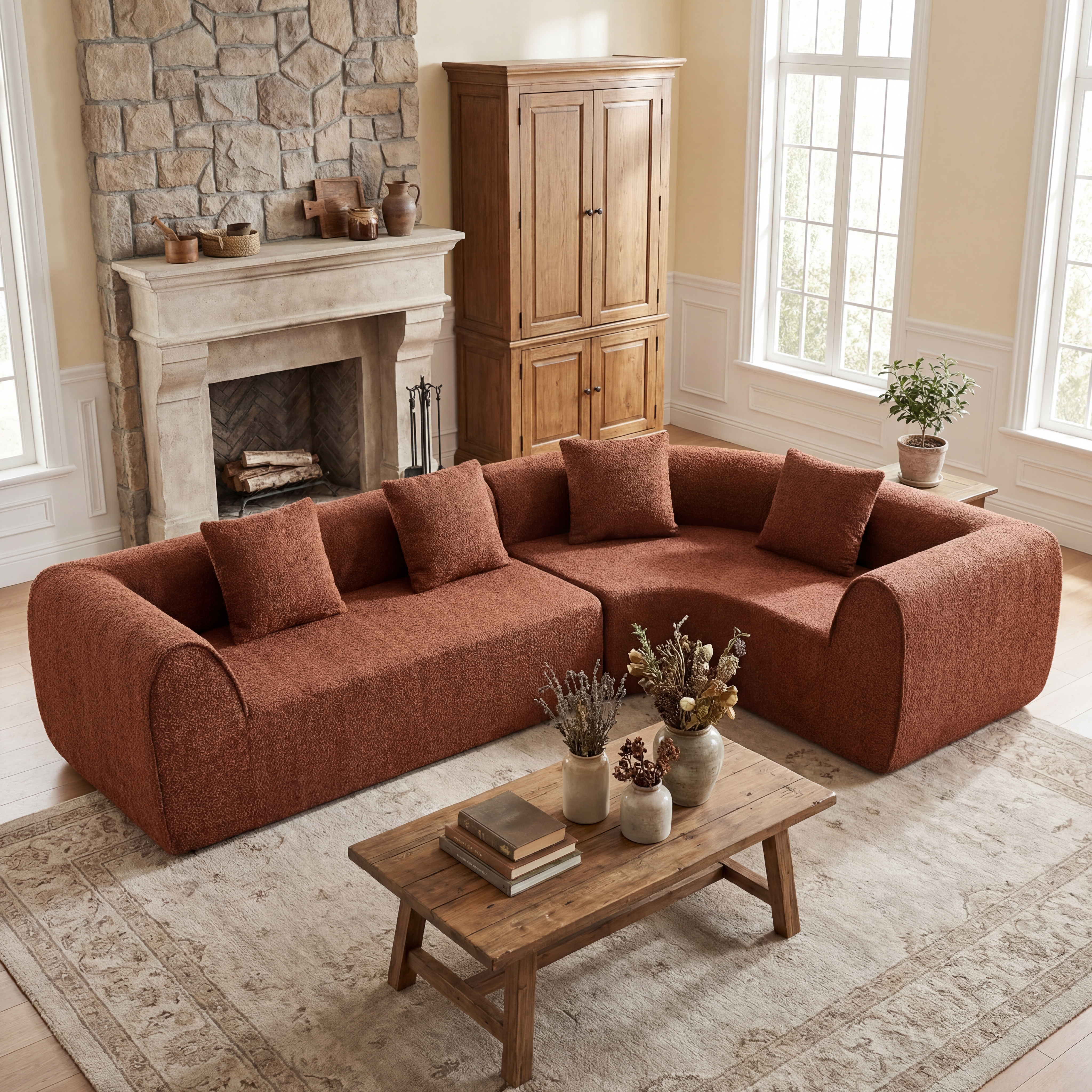110  Modern Curved L-Shaped Modular Sectional Sofa With High-Density Fully Compressed Sponge, 2-Piece Set, Fully Assembled Right Hand Facing, Perfect For Living Room, Lounge