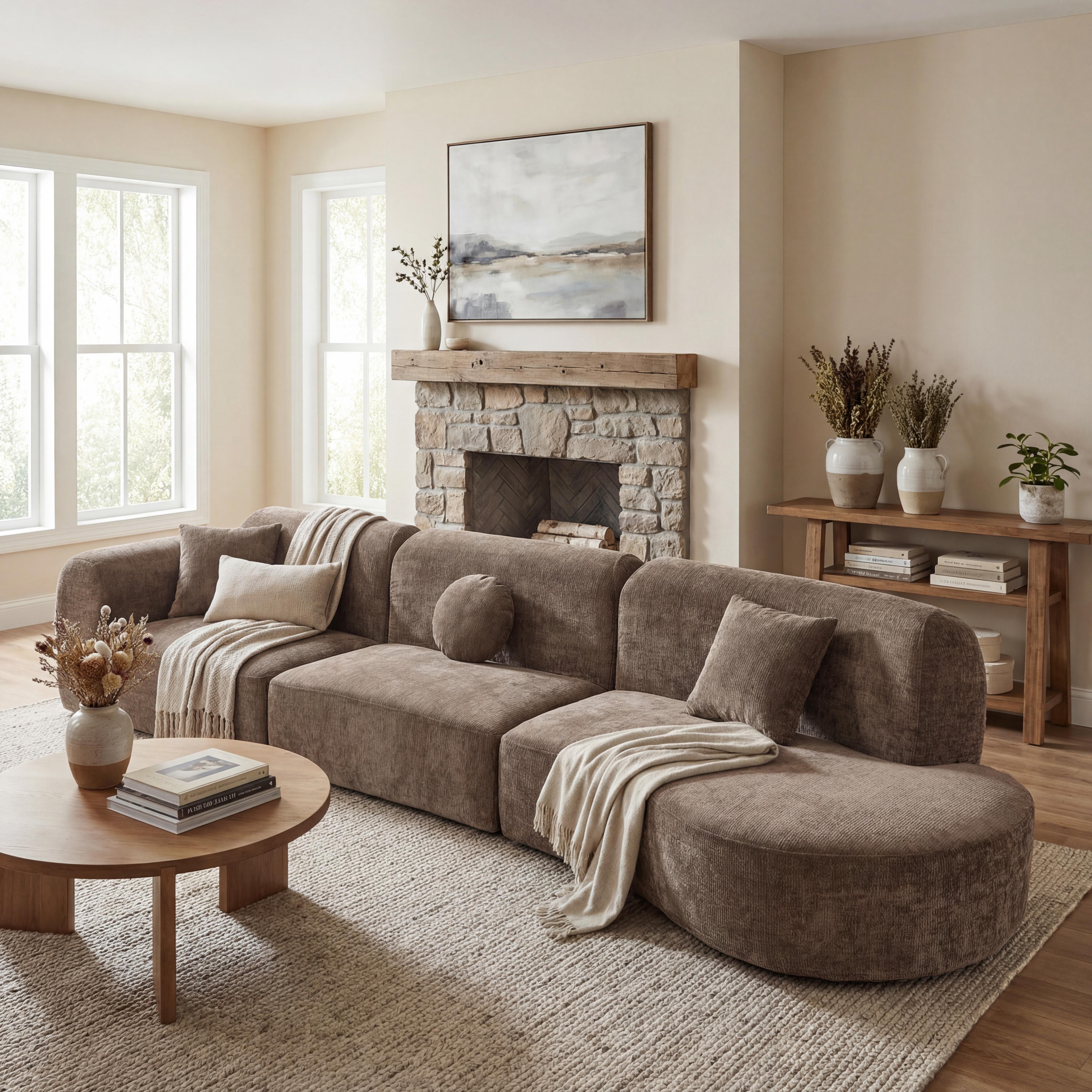 140  Modern Curved Sectional Sofa With High-Density Fully Compressed Sponge And Chaise Lounge, 3-Piece Set, Fully Assembled Right Hand Facing, Perfect For Living Room, Lounge