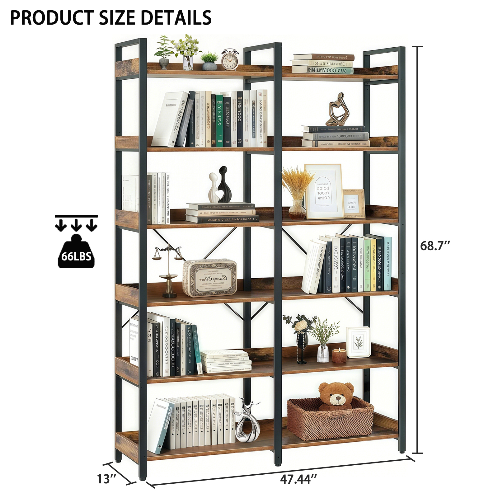 6-Tier Industrial Bookshelf, picture 3 of 4