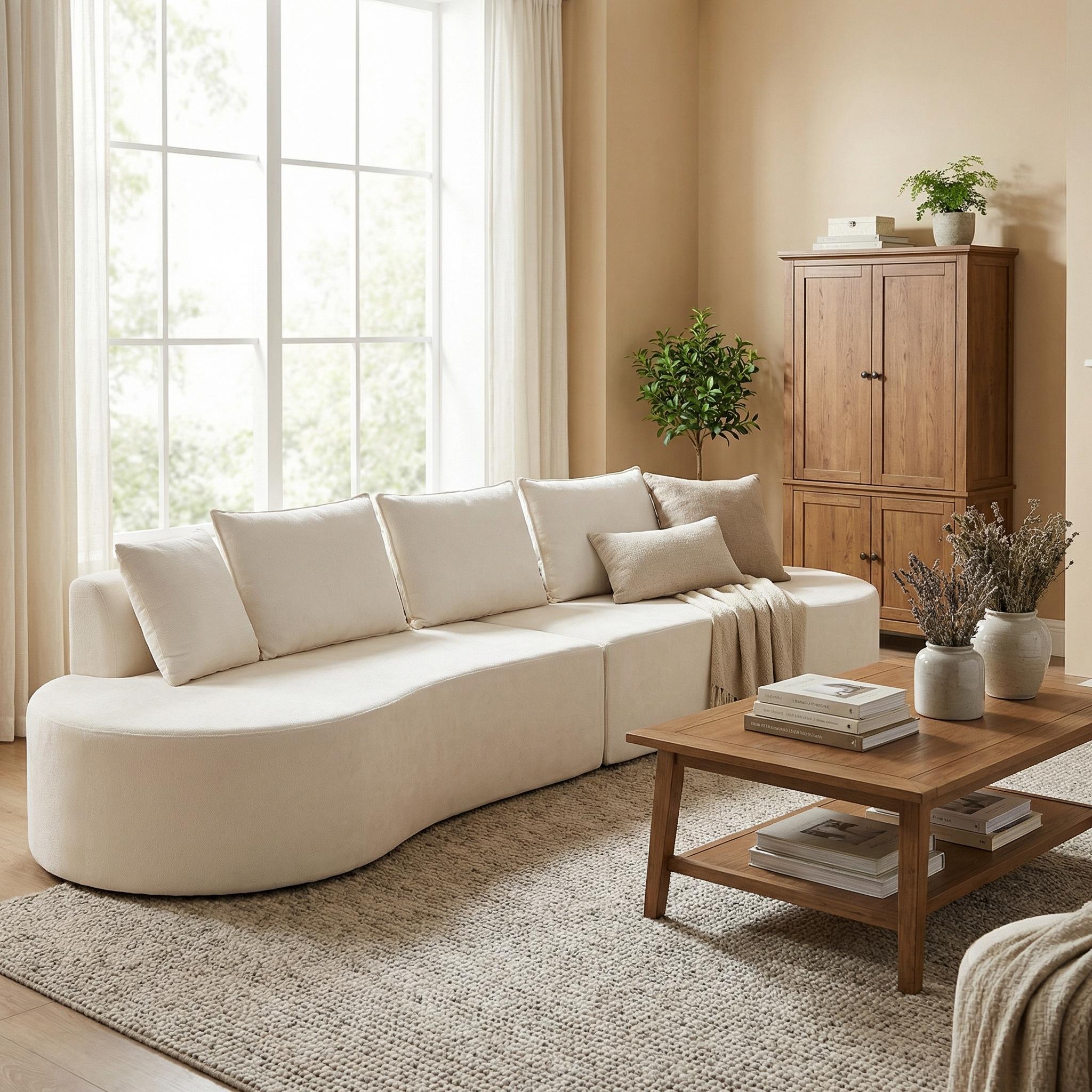 138.6  Modern Curved Modular Sectional Sofa With High-Density Fully Compressed Sponge, 2-Piece Set, Fully Assembled Left Right Hand Facing, Perfect For Living Room, Lounge
