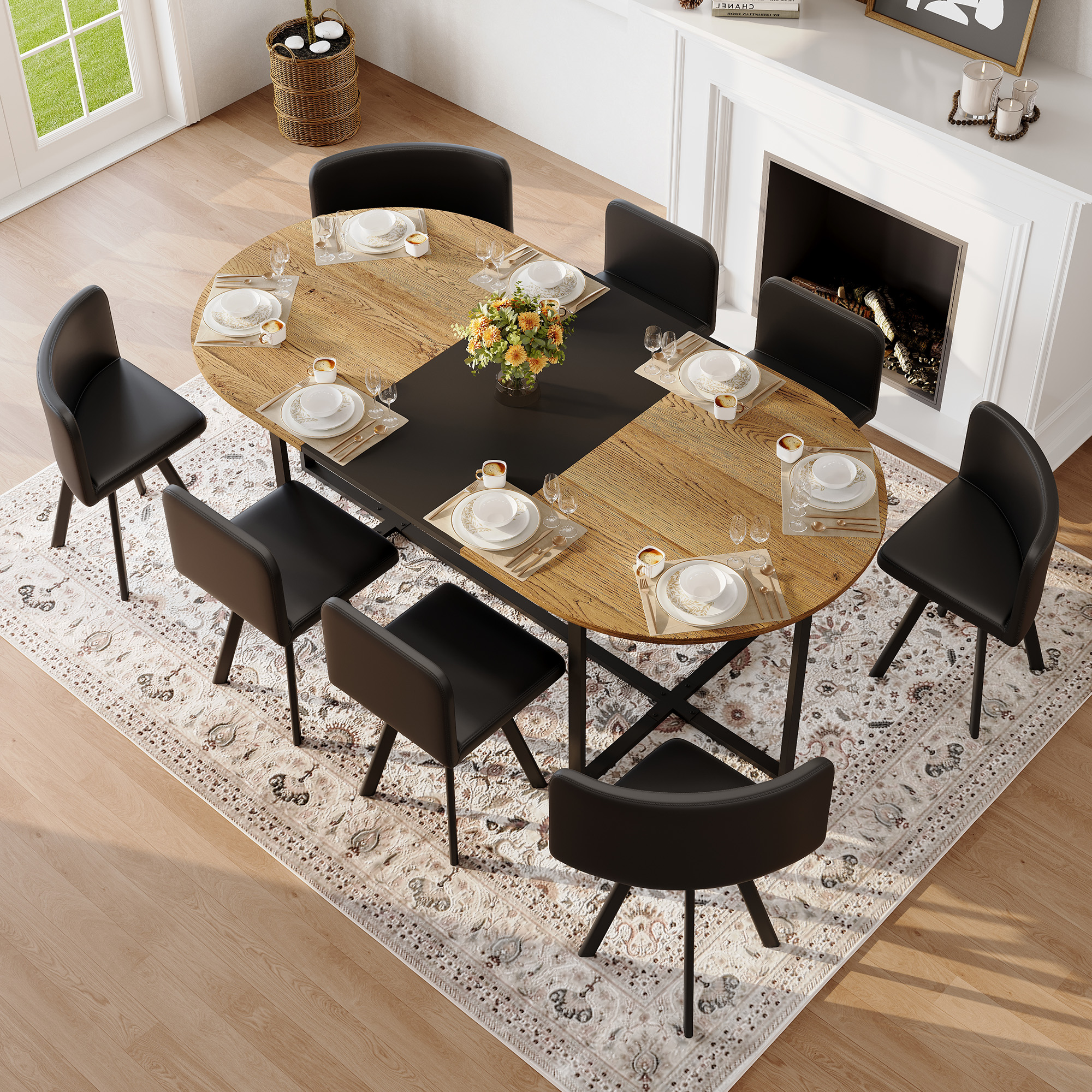 9-Piece Oval Dining Table Set