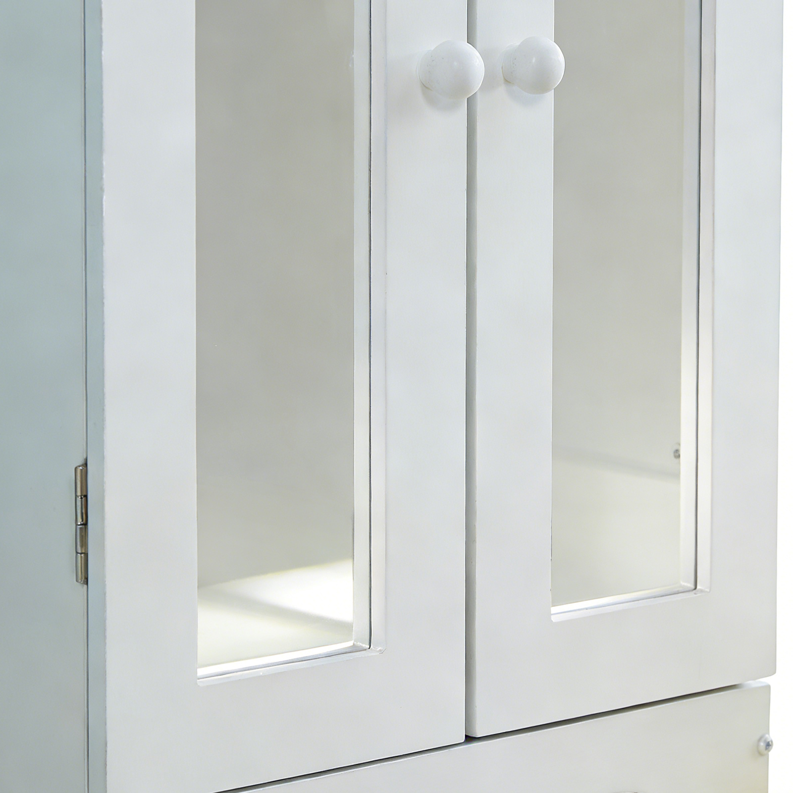 Wooden Baby Doll Closet With Mirror 6 Hangers 18 Inch Doll Clothes Storage Furniture Wardrobe For Over 3 Years Kids White