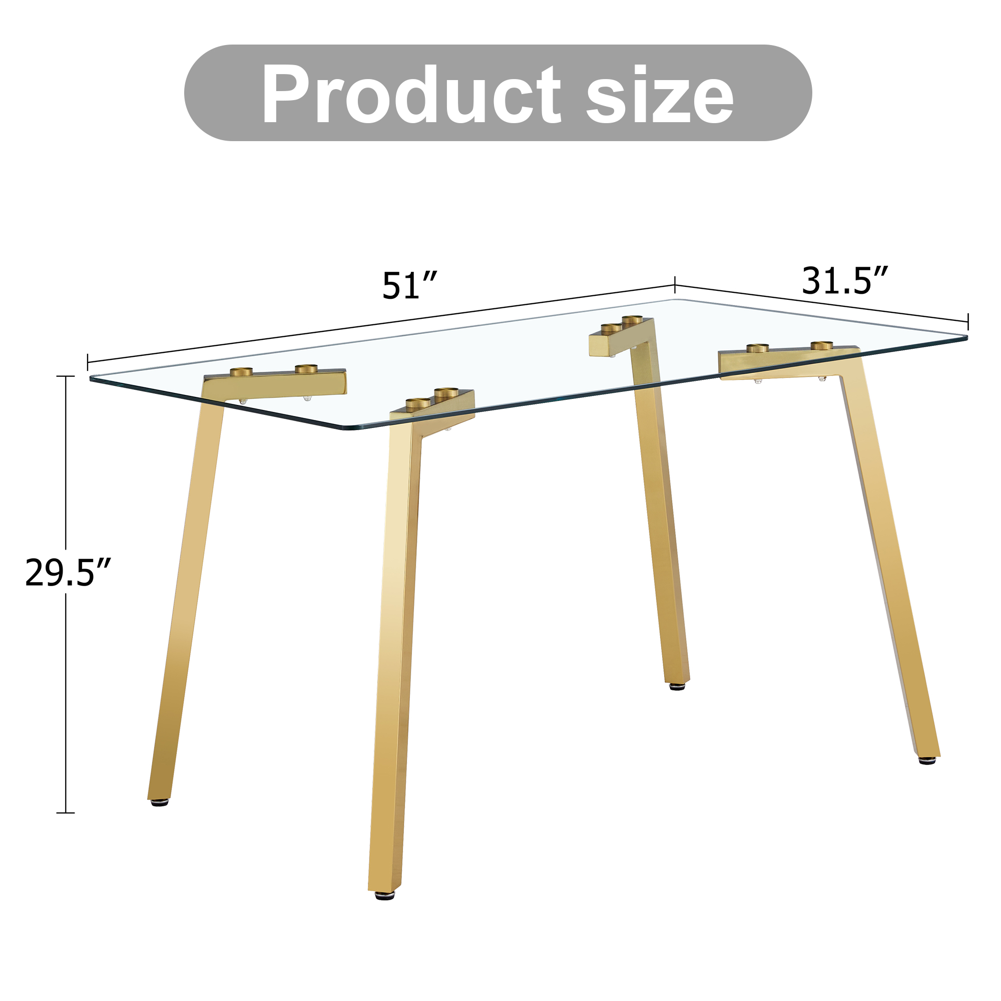Glass Dining Table with Metal Legs, picture 4 of 4