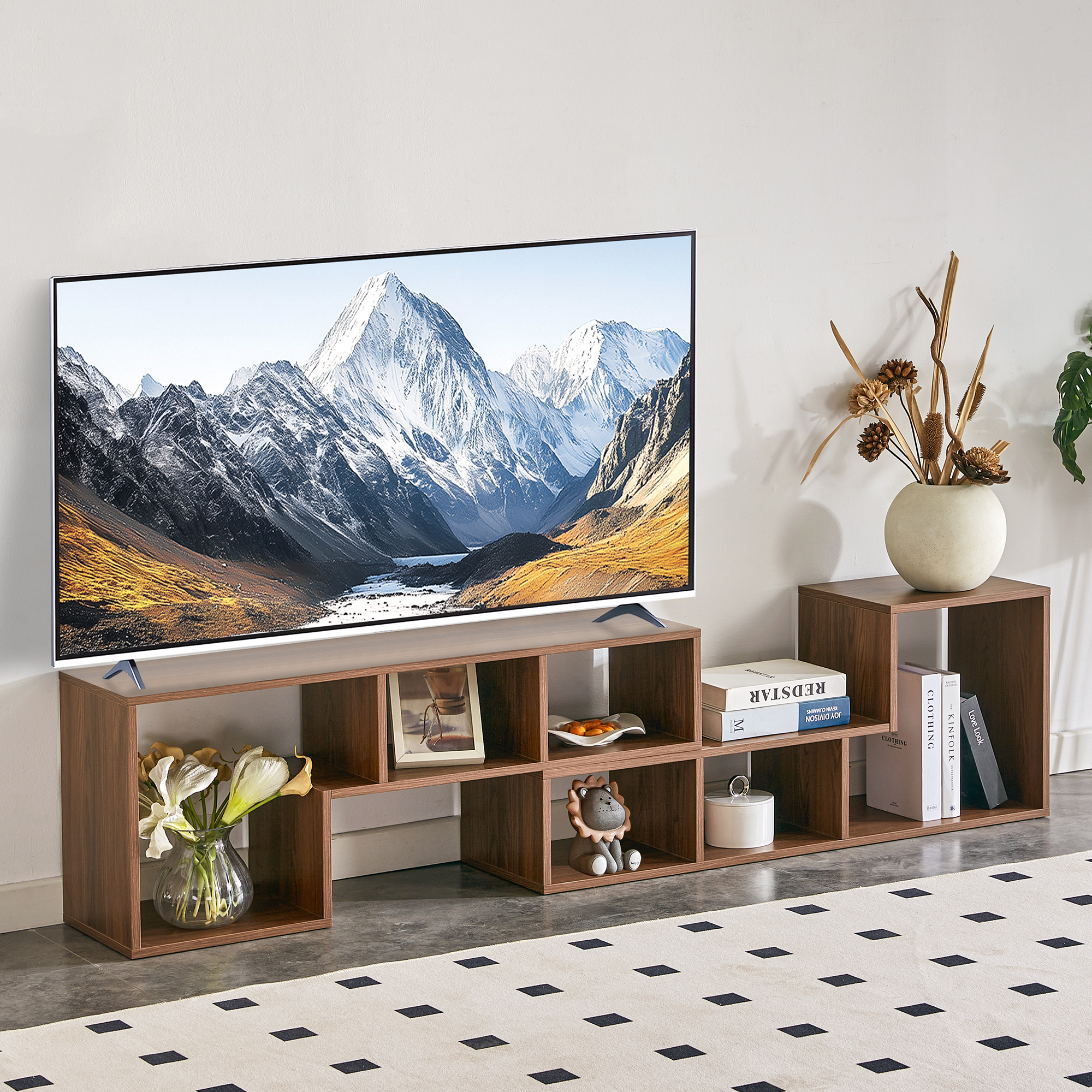 2 Pieces Cube TV Stand,Free Combination Gaming Entertainment Center Media Stand,Open Storage Bookcase Shelf For Living Room,2 Shelf Bookcase L-Shaped 