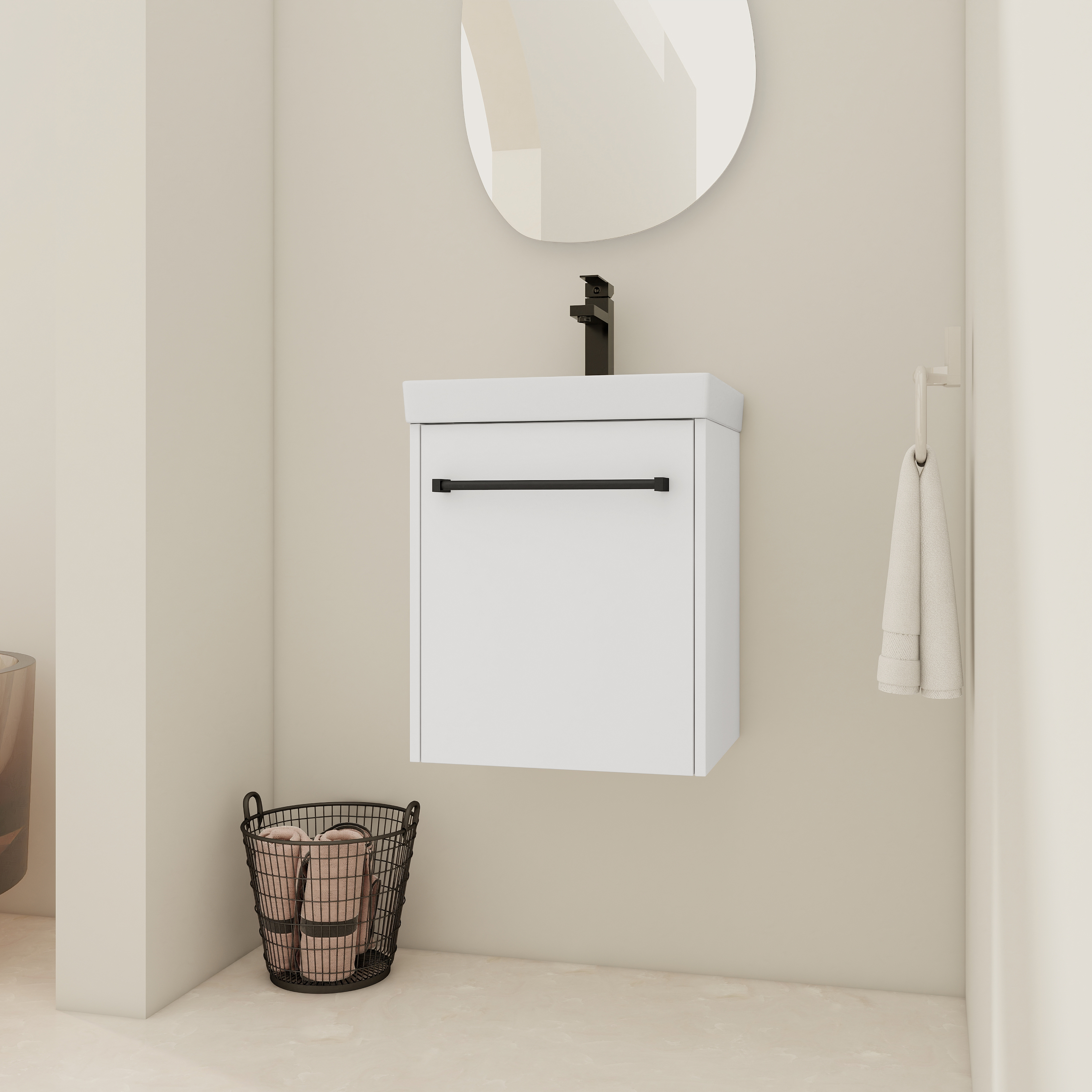 18'' Floating Wall-Mounted Bathroom Vanity With Ceramic Sink & Soft-Close Cabinet Door, For Small Bathroom