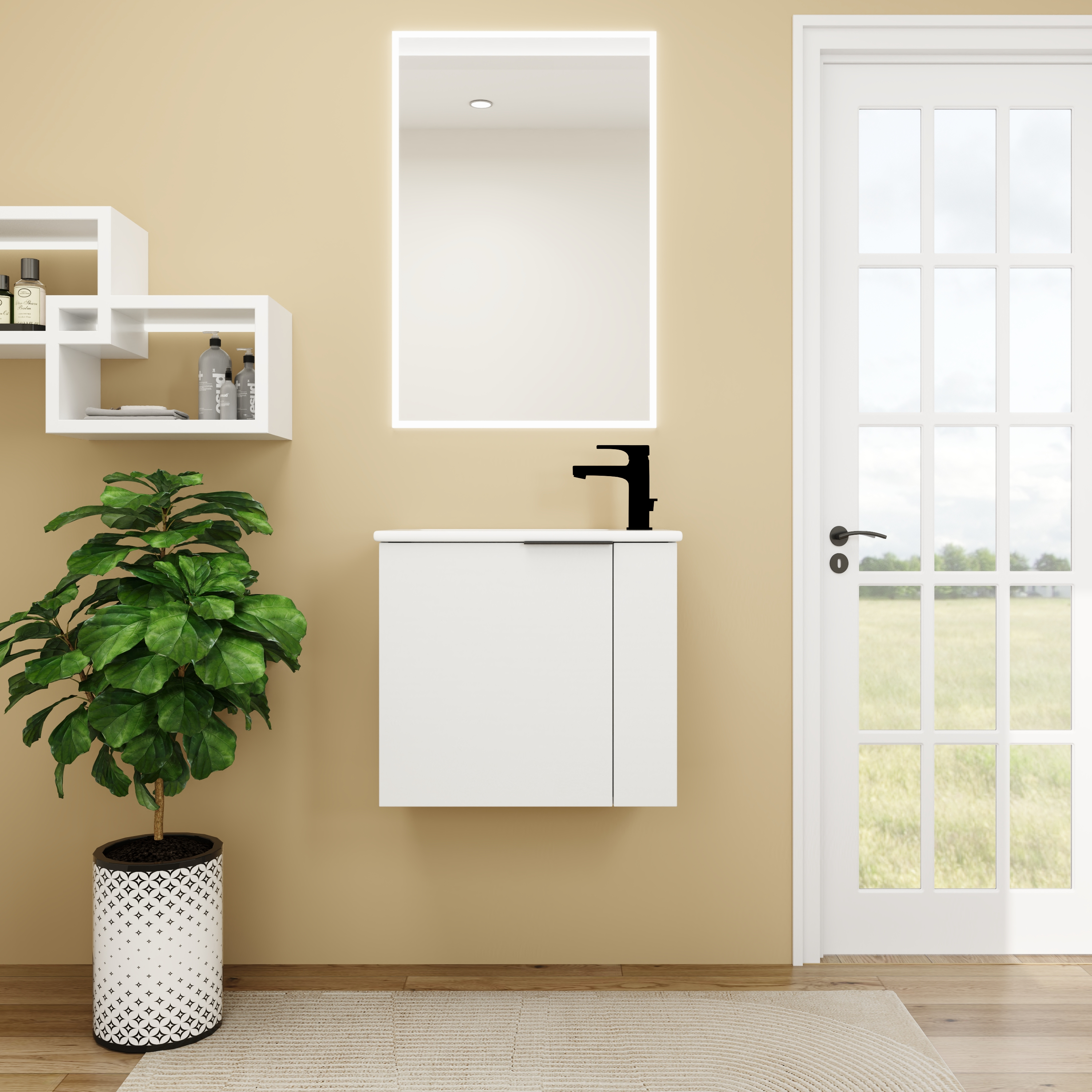 Bathroom Vanity With Sink 22 Inch For Small Bathroom,Floating Bathroom Vanity With Soft Close Door,Small Bathroom Vanity With Sink, 22x13  KD-Packing