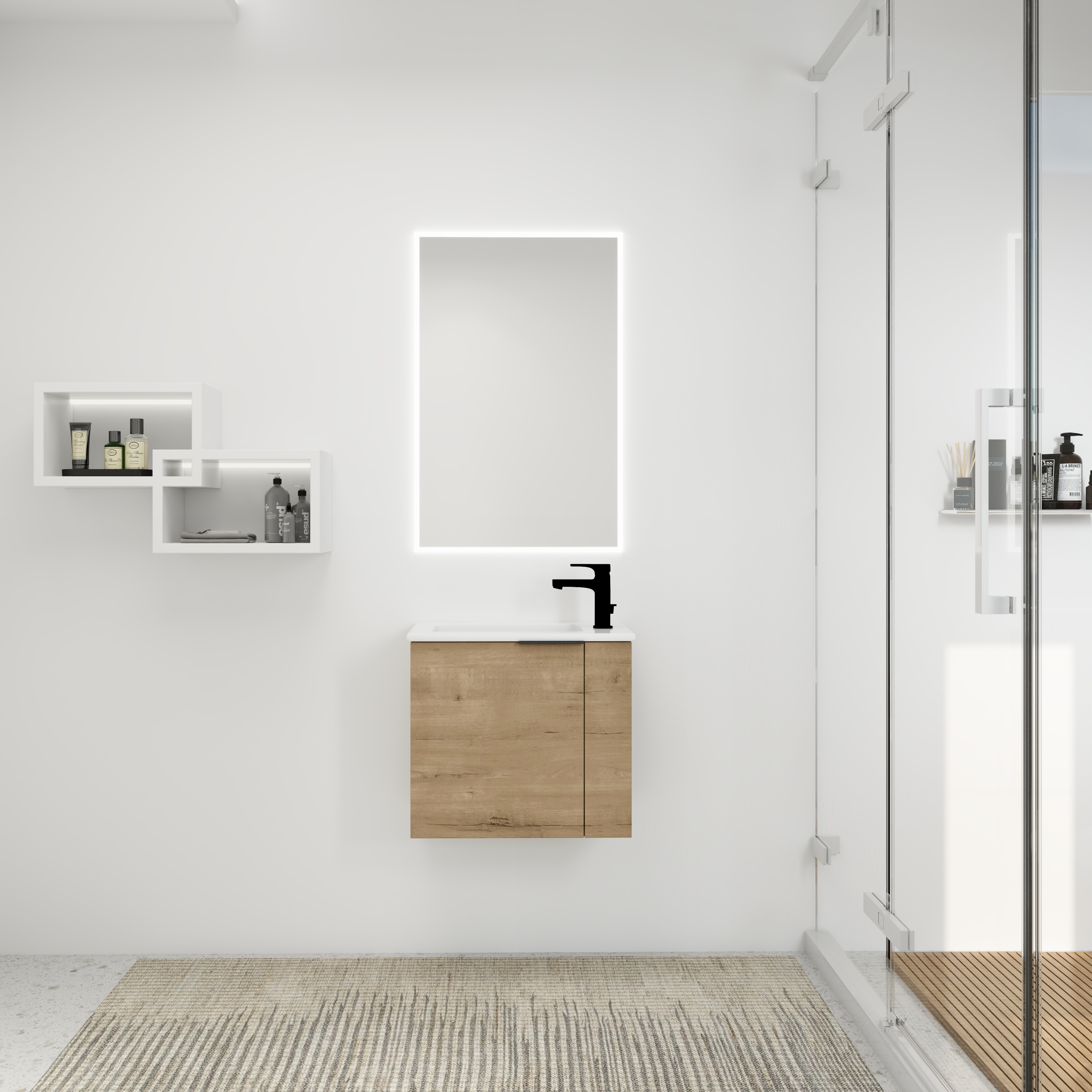 Bathroom Vanity With Sink 22 Inch For Small Bathroom,Floating Bathroom Vanity With Soft Close Door,Small Bathroom Vanity With Sink, 22x13  KD-Packing