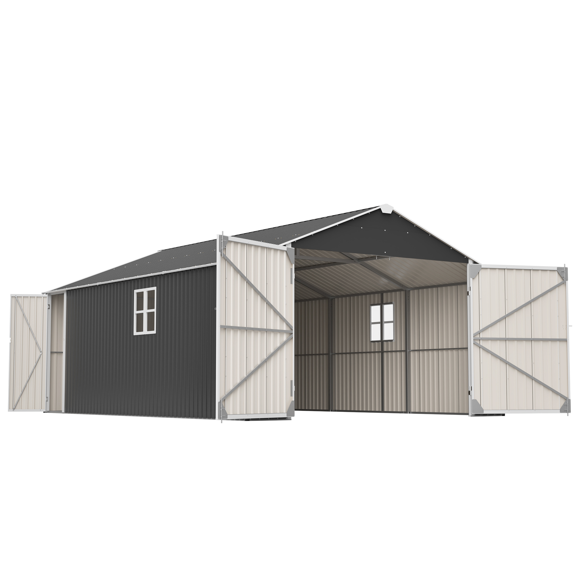 12x20 FT Shed Outdoor Metal Garage Shed With Spacious 1810 CUFT Capacity, Durable Double-Door Design, All-Weather Protection For Secure Vehicle And Equipment Storage