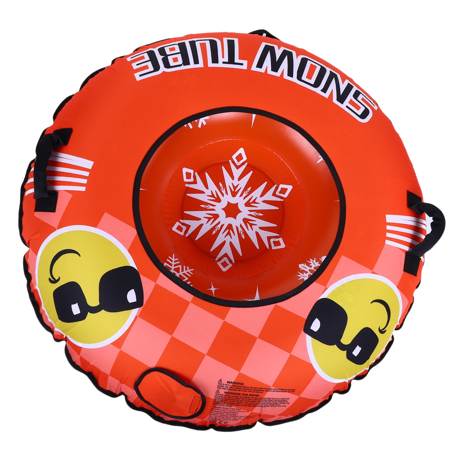 43.3 Inch Snow Tube PVC Cold Proof Inflatable Snow Sled Ski Ring Winter Toy With 2 Handles And Towable Strap For Outdoor Sledding Orange