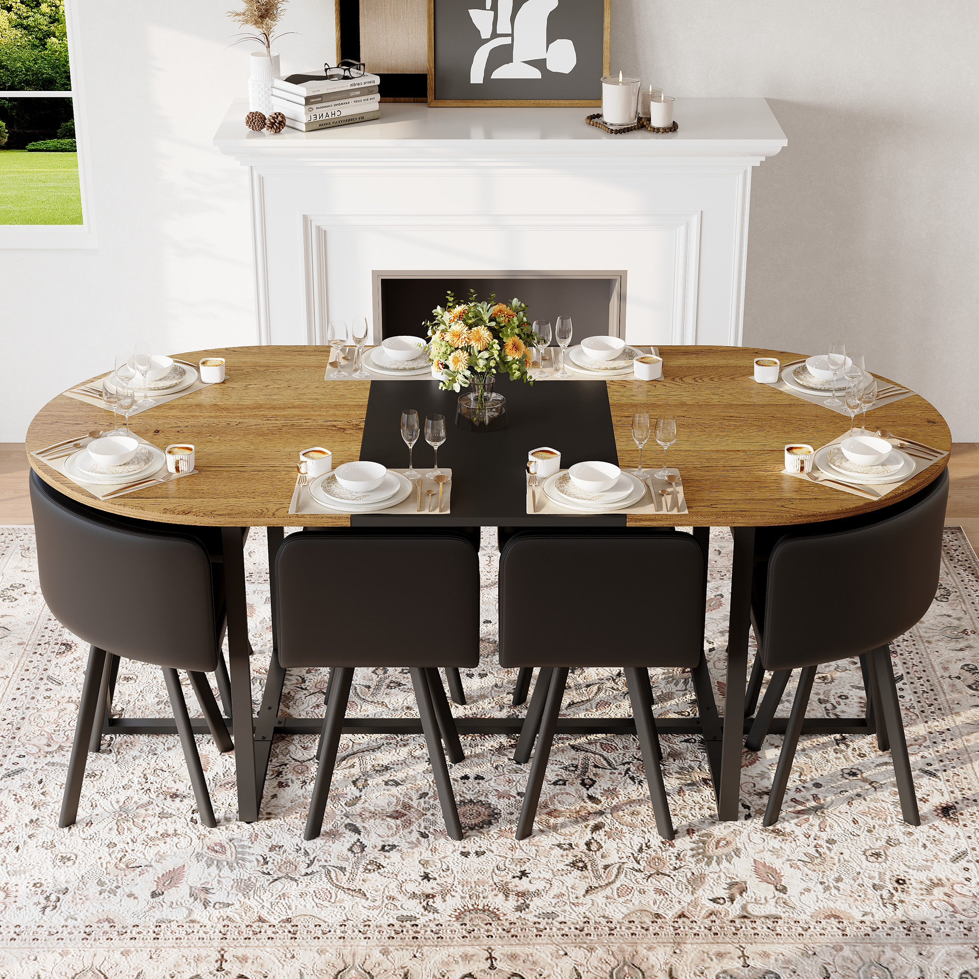 9-Piece Oval Dining Table Set, picture 2 of 5