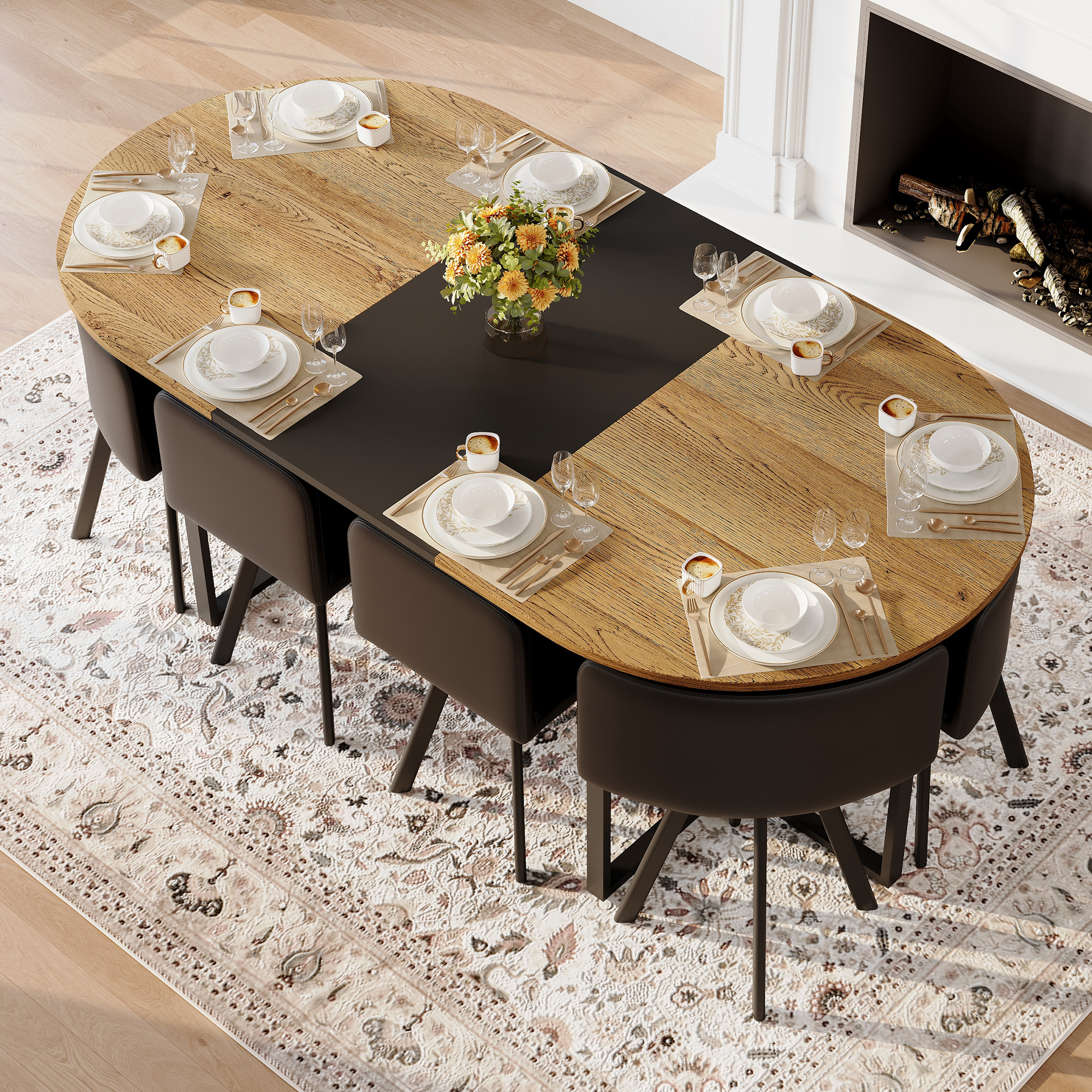 9-Piece Oval Dining Table Set, picture 3 of 5