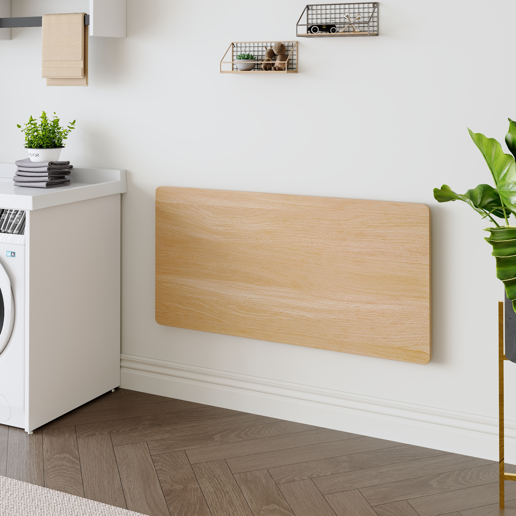 Laundry Room Folding Table Wall Mounted Folding Table For Small Spaces,Fold Down Desk,Workbench,Addition To Garage & Shed Home Office Laundry Room Home Bar Kitchen & Dining Room,45x22x6.5 Inches.