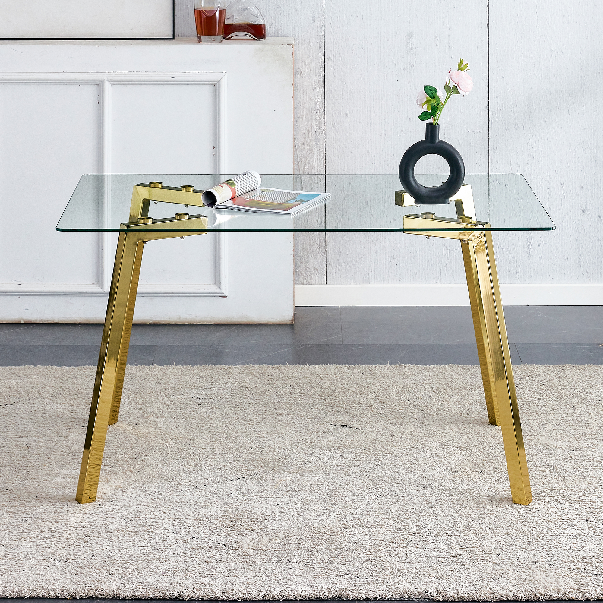 Glass Dining Table with Metal Legs, picture 2 of 4