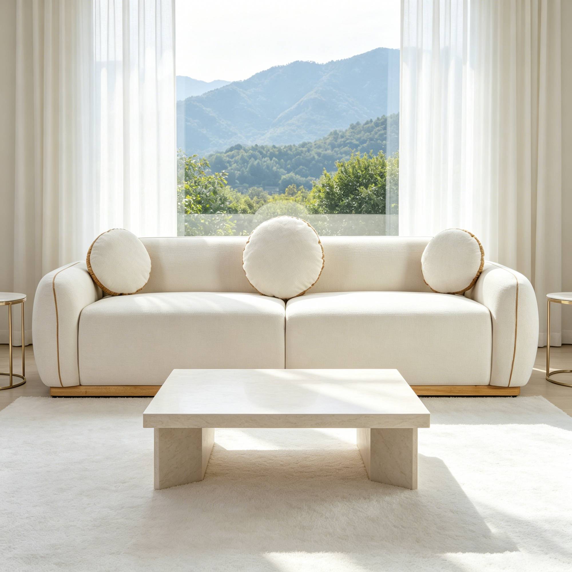 90.94     Modern Sofa Set, 3 Round Accent Pillows For Home Theater Lounge Den Guest Room