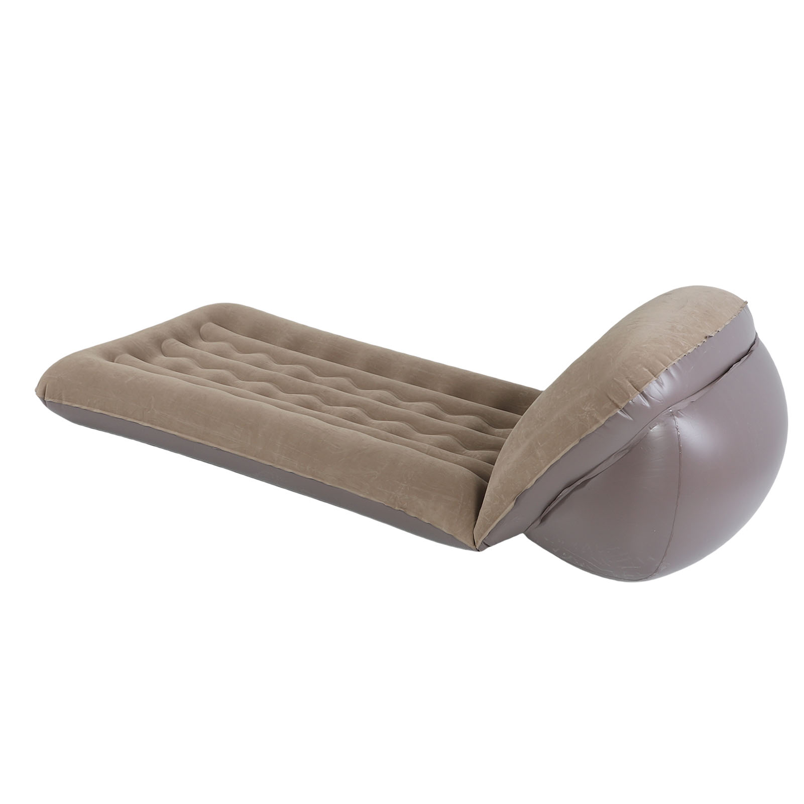 Inflatable Mattress With Adjustable Backrest Brown Portable Foldable Flocked Air Mattress For Outdoor Beach Travel