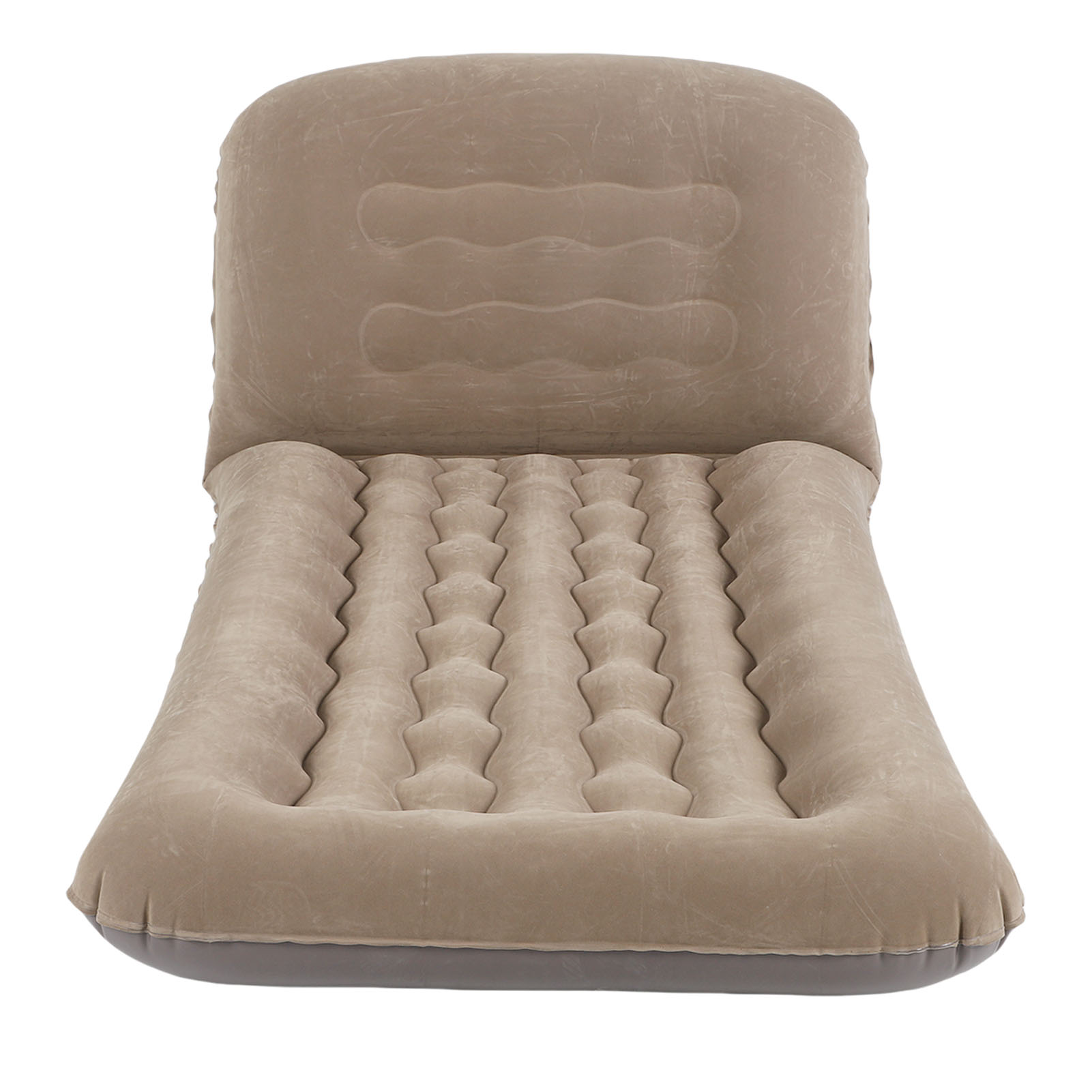 Inflatable Mattress With Adjustable Backrest Brown Portable Foldable Flocked Air Mattress For Outdoor Beach Travel