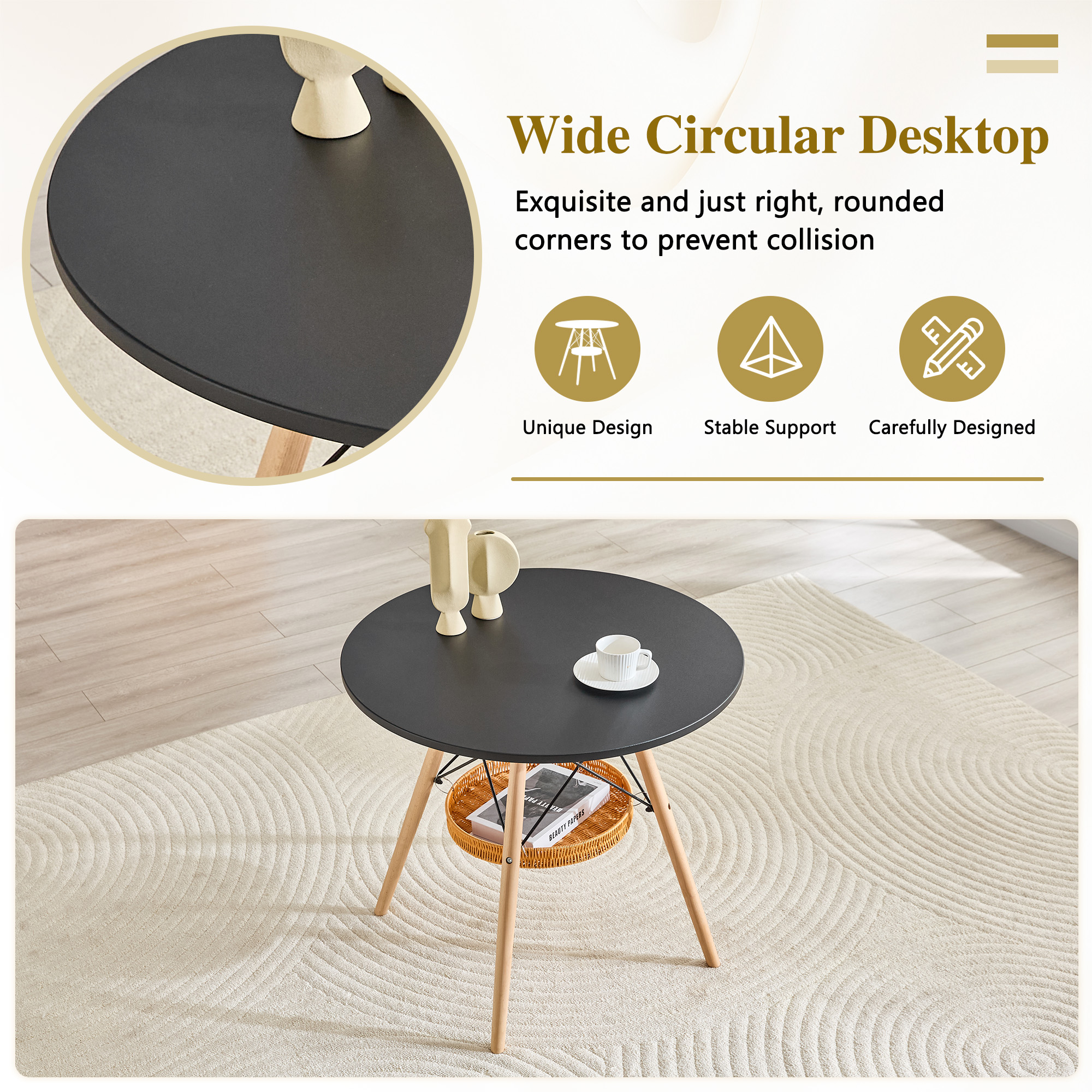 Round Dining Table with Storage Basket, picture 4 of 4