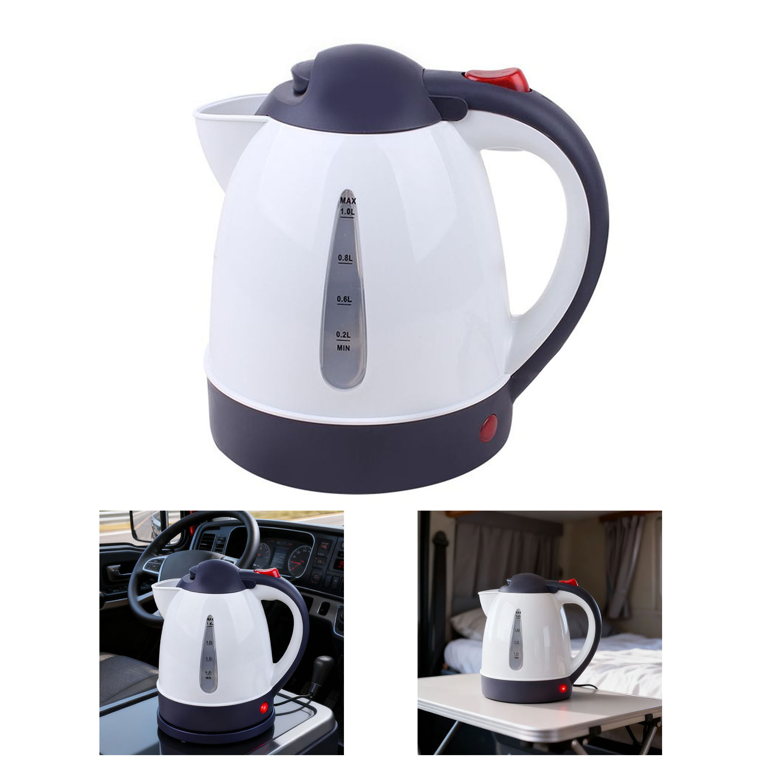 Portable Car Electric Kettle 1000ml Road Trip Travel Cigar Lighter Car Truck Heated Water Tea Coffee Kettle Auto Shut Off 150W