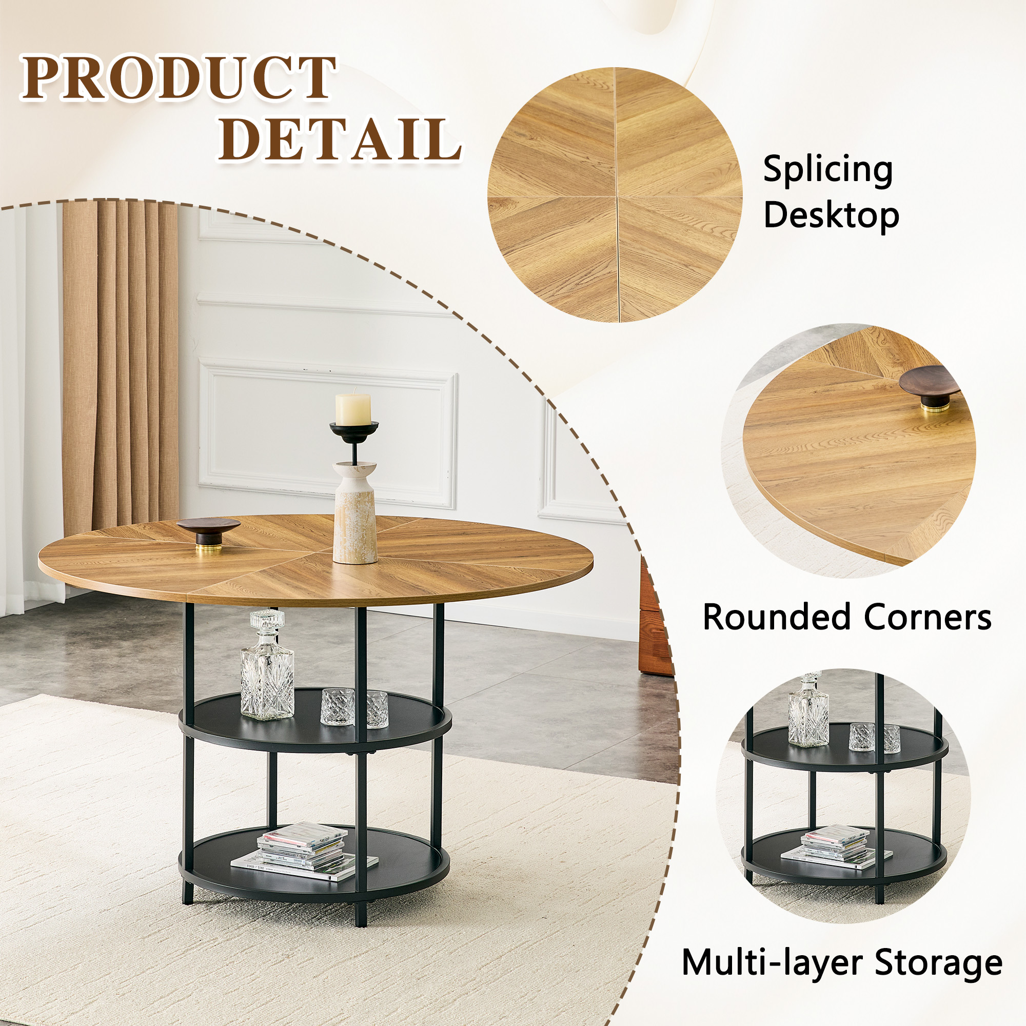 Round Splicing Dining Table, picture 4 of 4