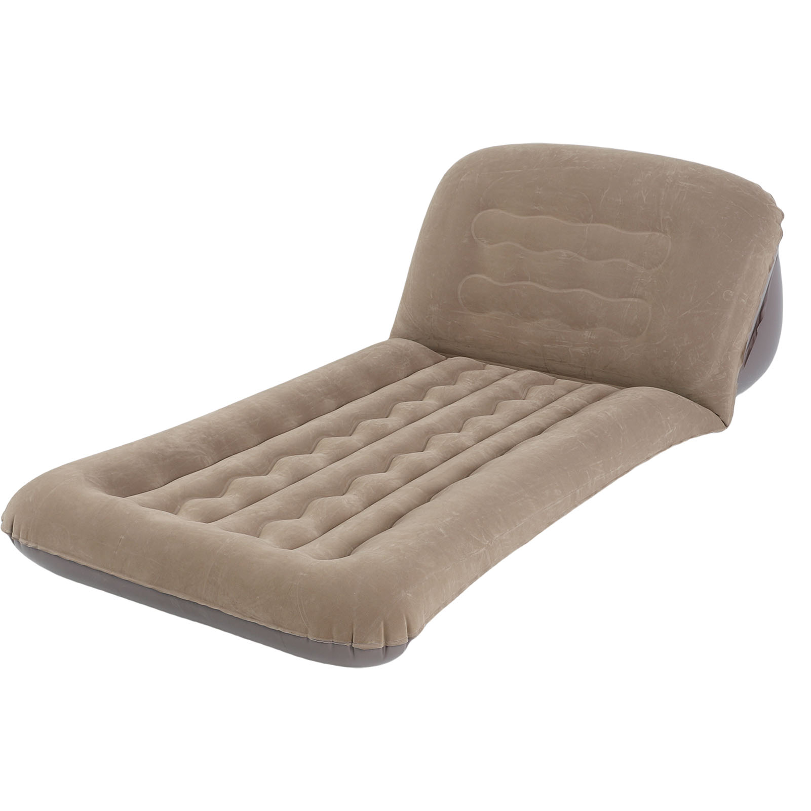 Inflatable Mattress With Adjustable Backrest Brown Portable Foldable Flocked Air Mattress For Outdoor Beach Travel
