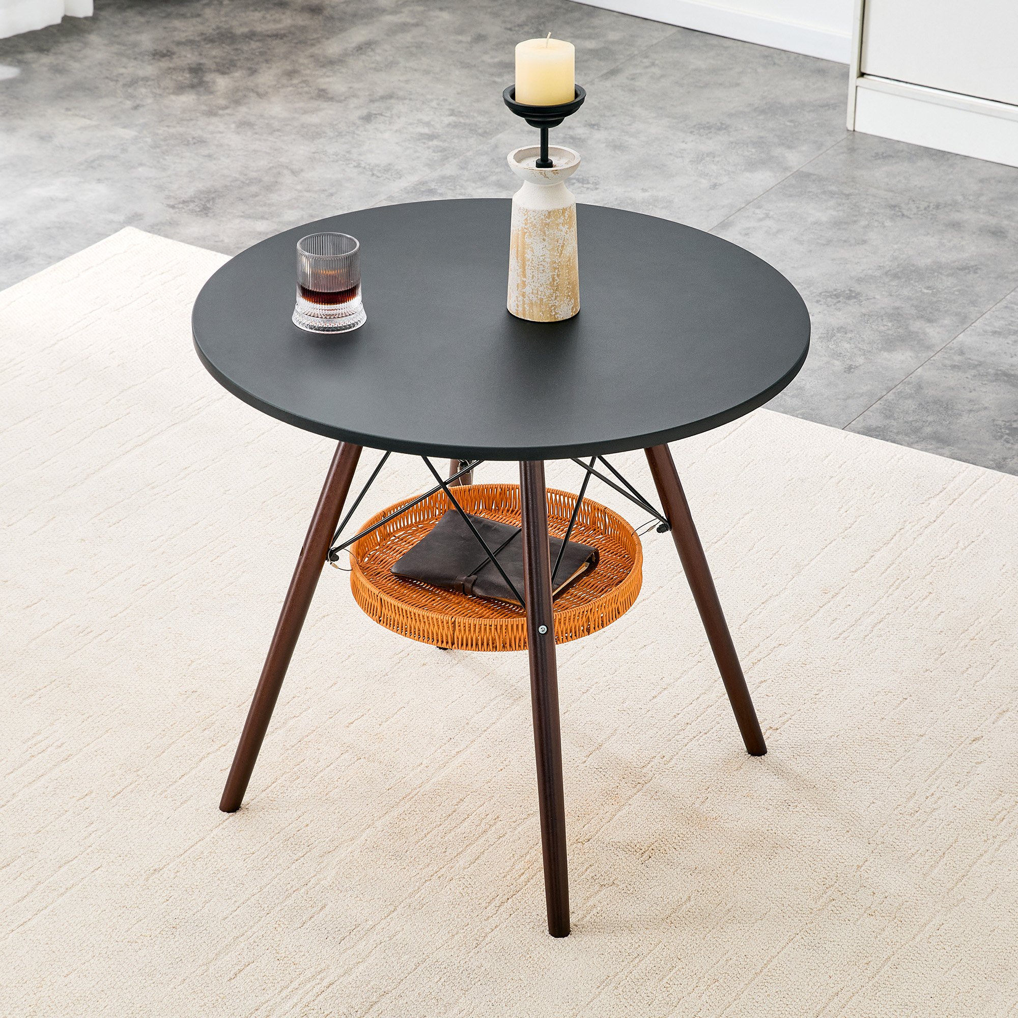 Round Dining Table with Storage Basket