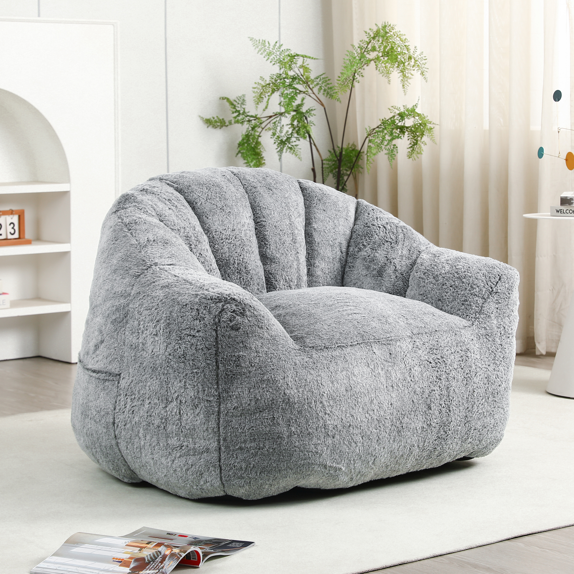 Bean Bag Chair, Bean Bag Sofa Chair With Armrests Stuffed High-Density Foam, Lazy Sofa Comfy Chairs BeanBag Chair For Adults In Living Room,Bedroom Reading