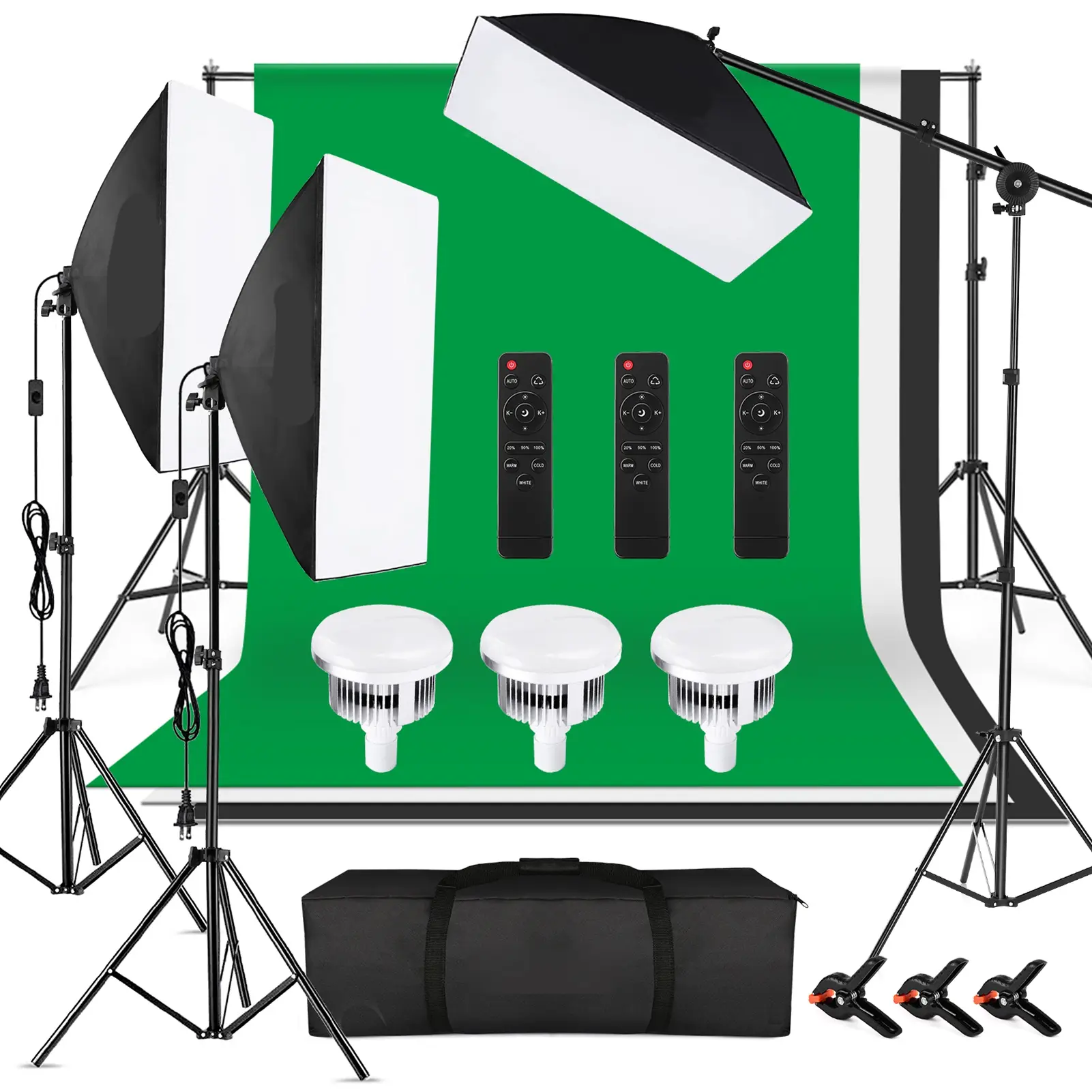 Studio Photography Light Kit Softbox Lighting Set Including 85W 3000K-6000K Bi Color Temperature LED Light Softbox Light Stand Boom Arm