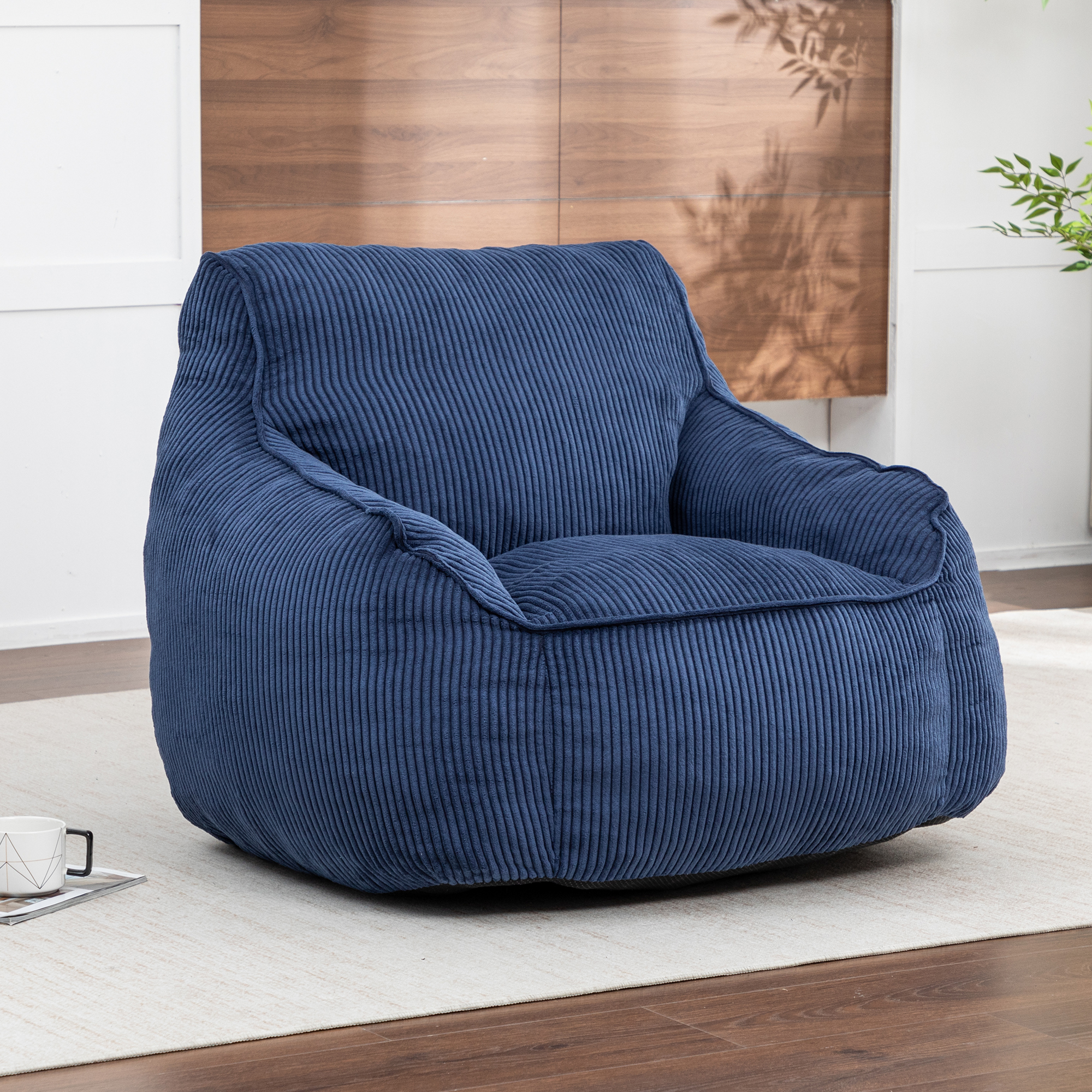 Giant Bean Bag Chair Sofa For Adults Teens, Comfy Corduroy Large Bean Bag Chairs With Armrests For Bedroom Living Room,  BeanBag Lazy Sofa Couch Chairs With Filler Included