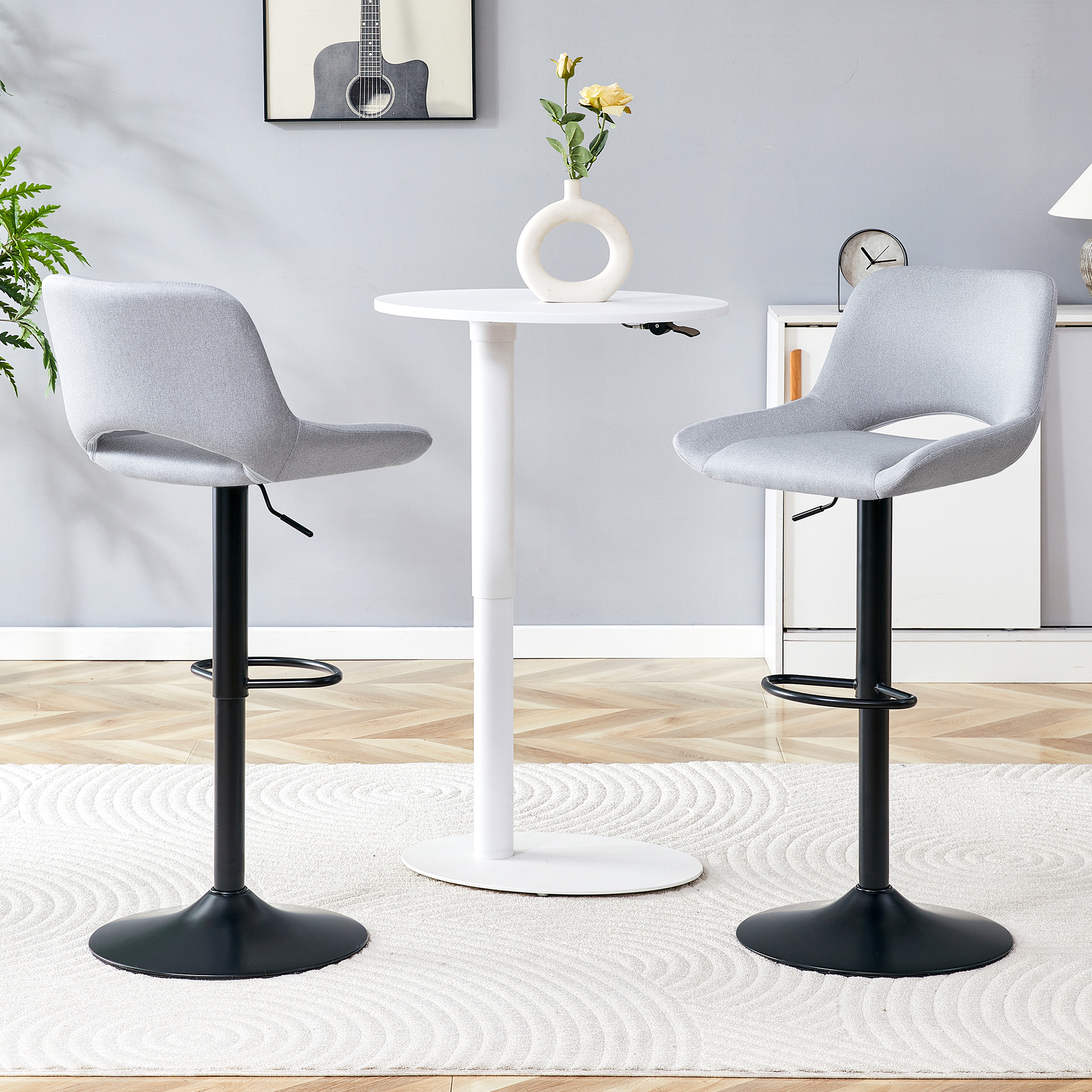 Linen Adjustable Swivel Bar Stools
