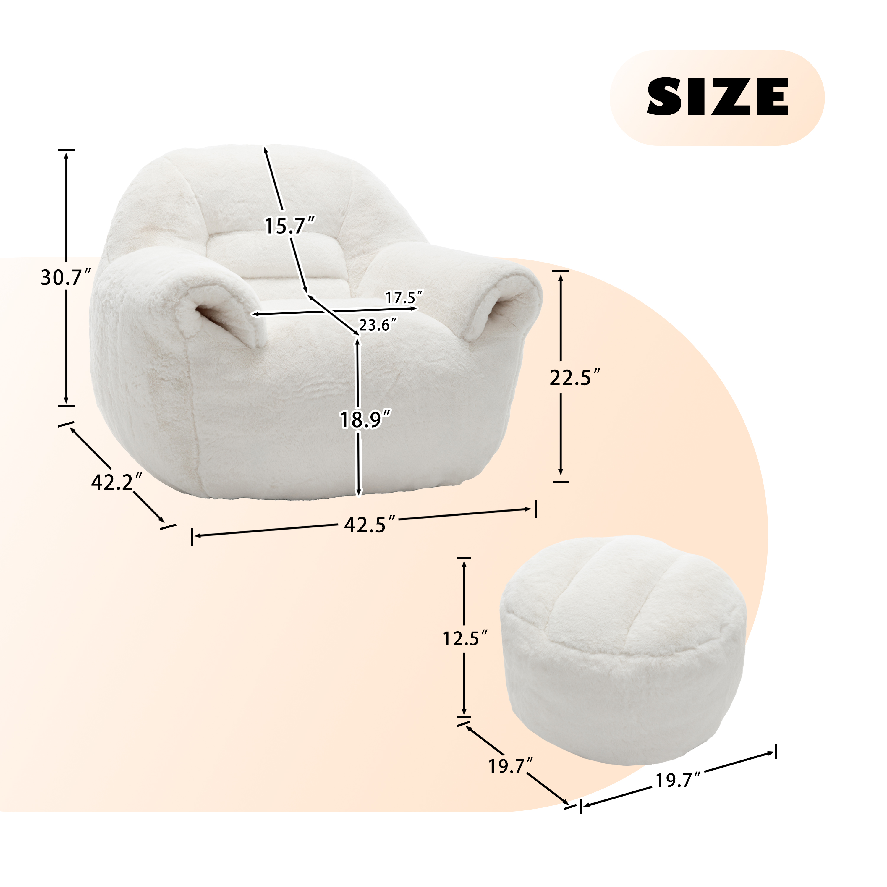 Faux Fur Bean Bag Chair, picture 4 of 5