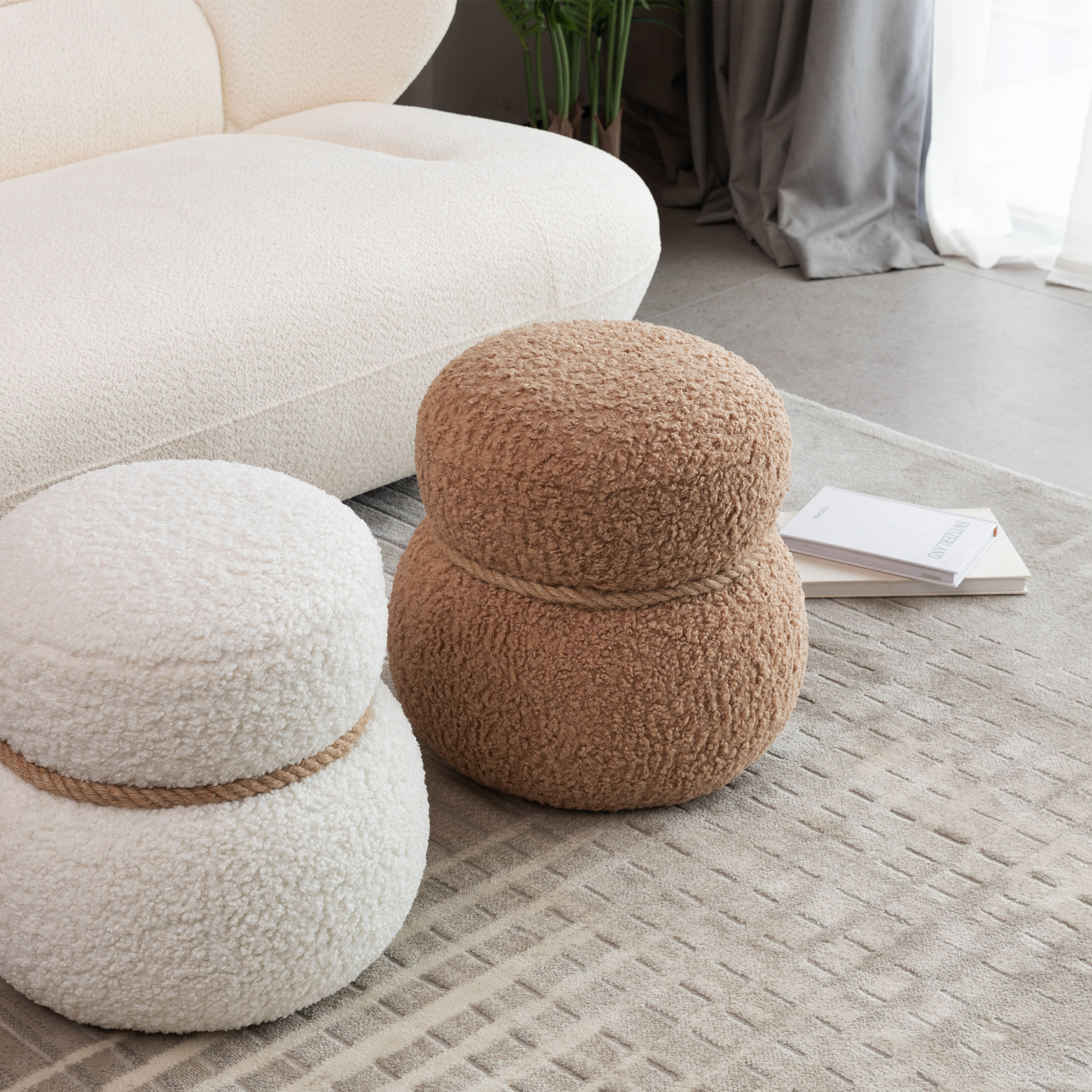WKJ1Y Light Camel Snowman Stool, Seat Body Width 14.56in Round Belly, Playful And Lovely, Suitable For Any Space
