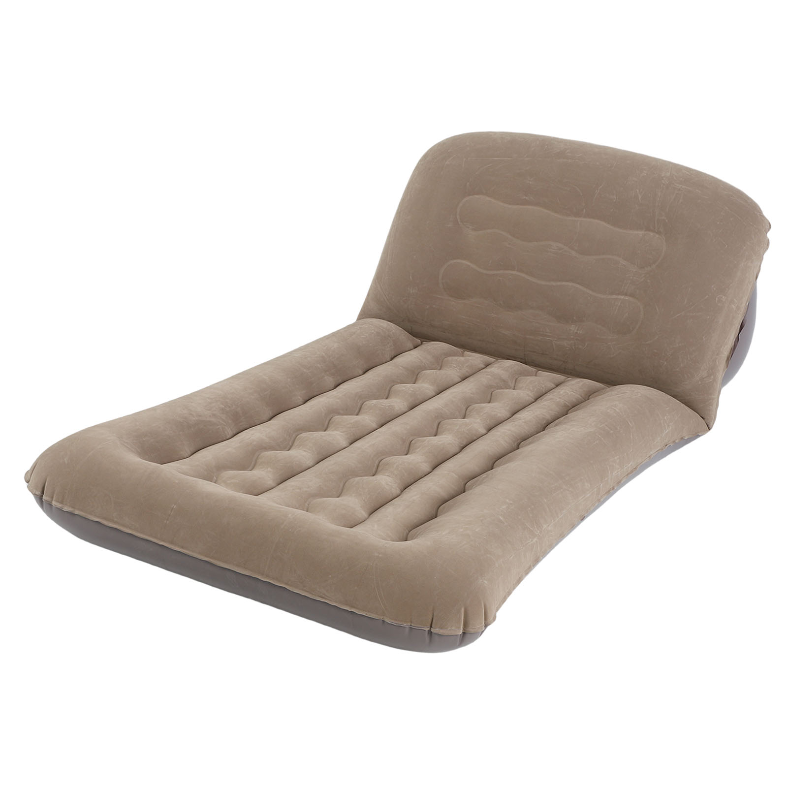 Inflatable Mattress With Adjustable Backrest Brown Portable Foldable Flocked Air Mattress For Outdoor Beach Travel