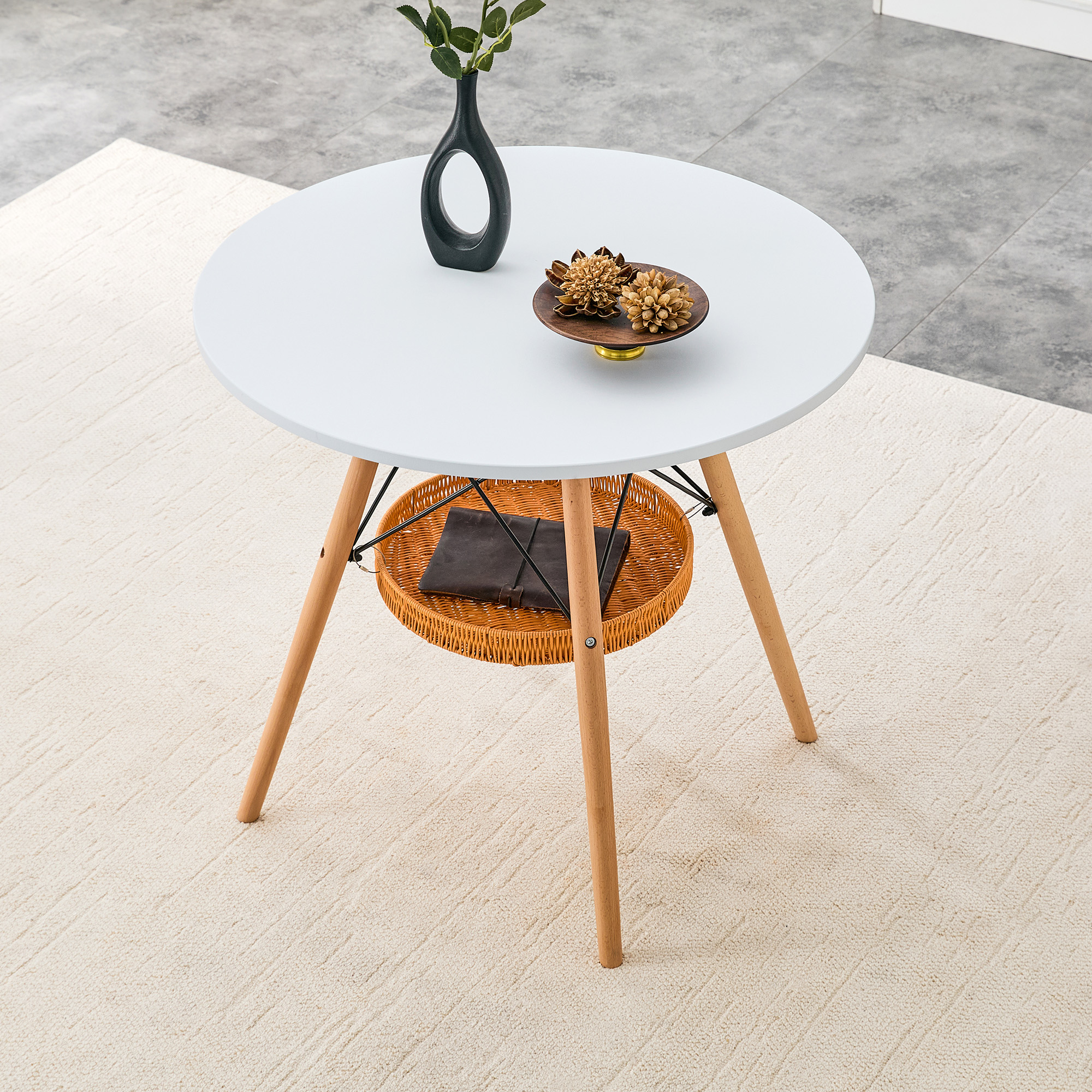 Round Dining Table with Storage Basket