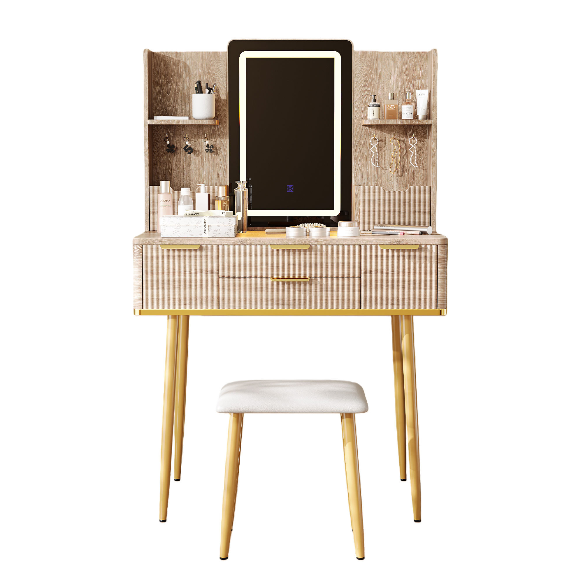 Vanity Desk with LED Mirror