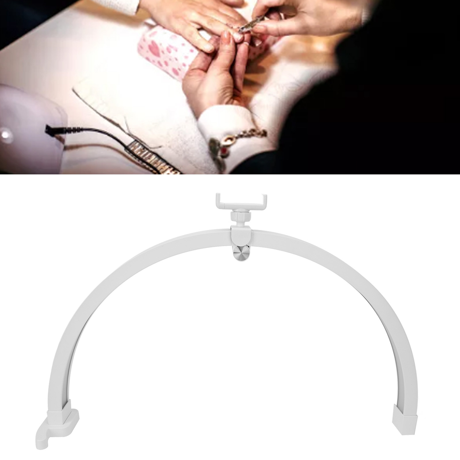 22 Inch Half Moon Nail Desk Lamp 20W Touch Control Foldable Manicure Tattoo Desk Beauty Light 3200‑5600K CRI >90 With Phone Clip 100‑240V 3