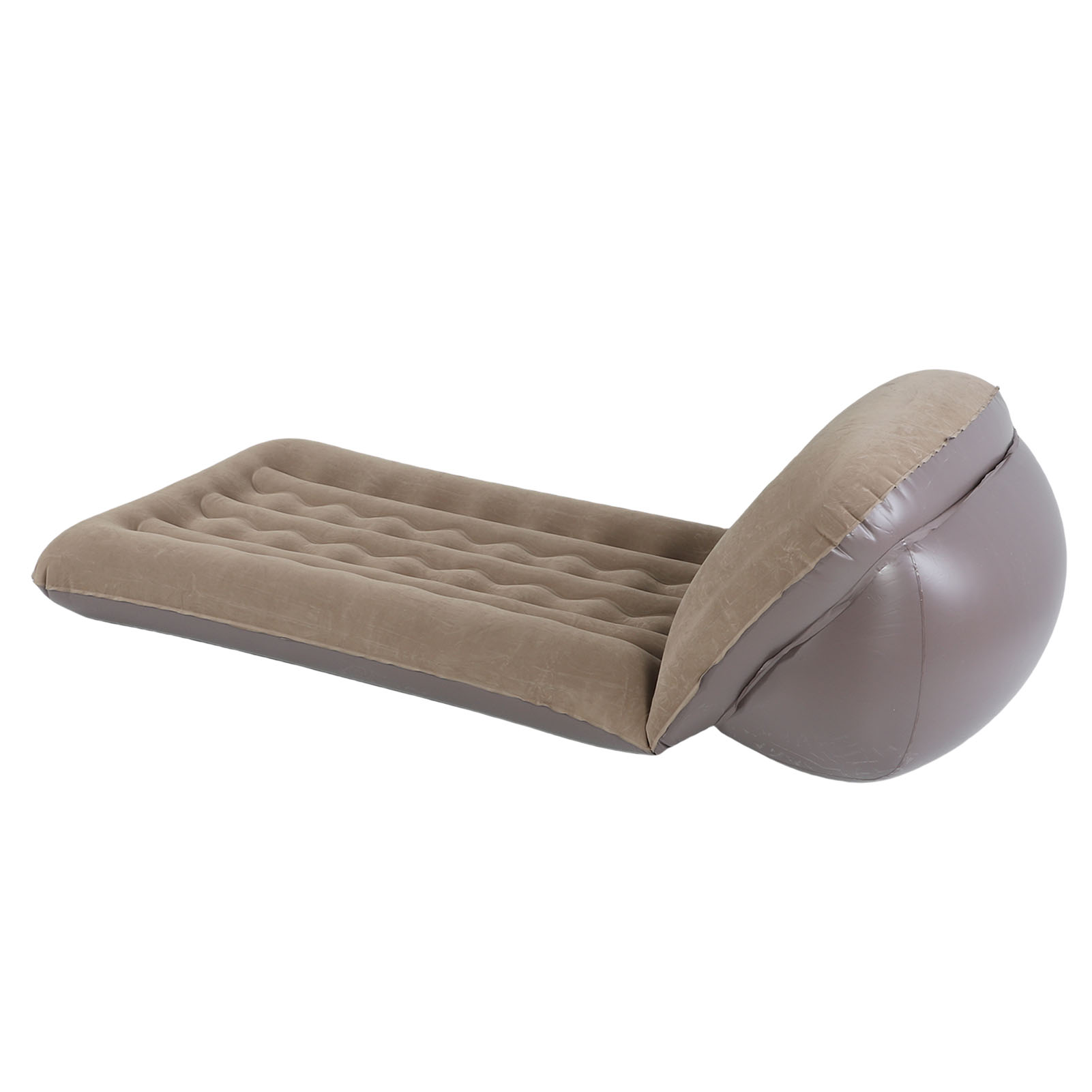 Inflatable Mattress With Adjustable Backrest Brown Portable Foldable Flocked Air Mattress For Outdoor Beach Travel